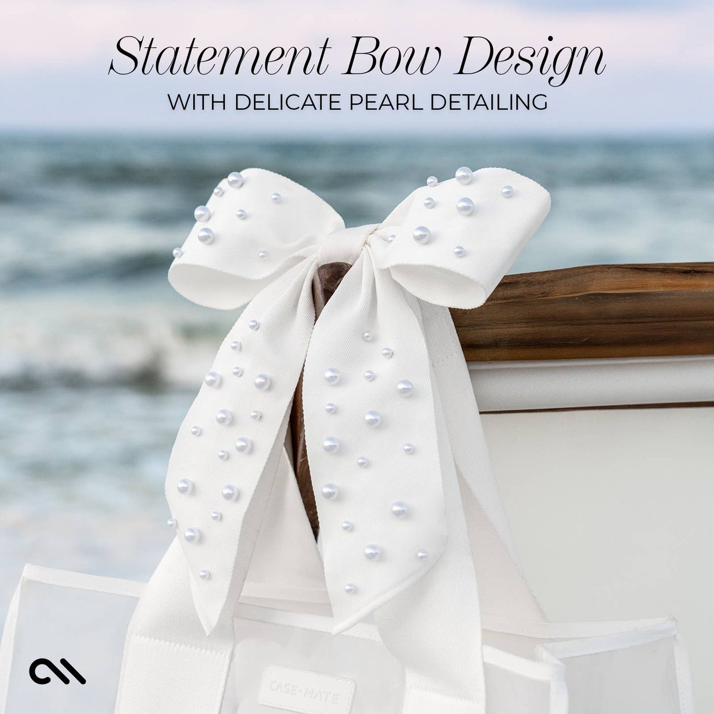 Case-Mate - Special Edition Bow Ivory Pearl Beach Tote With Phone Pouch