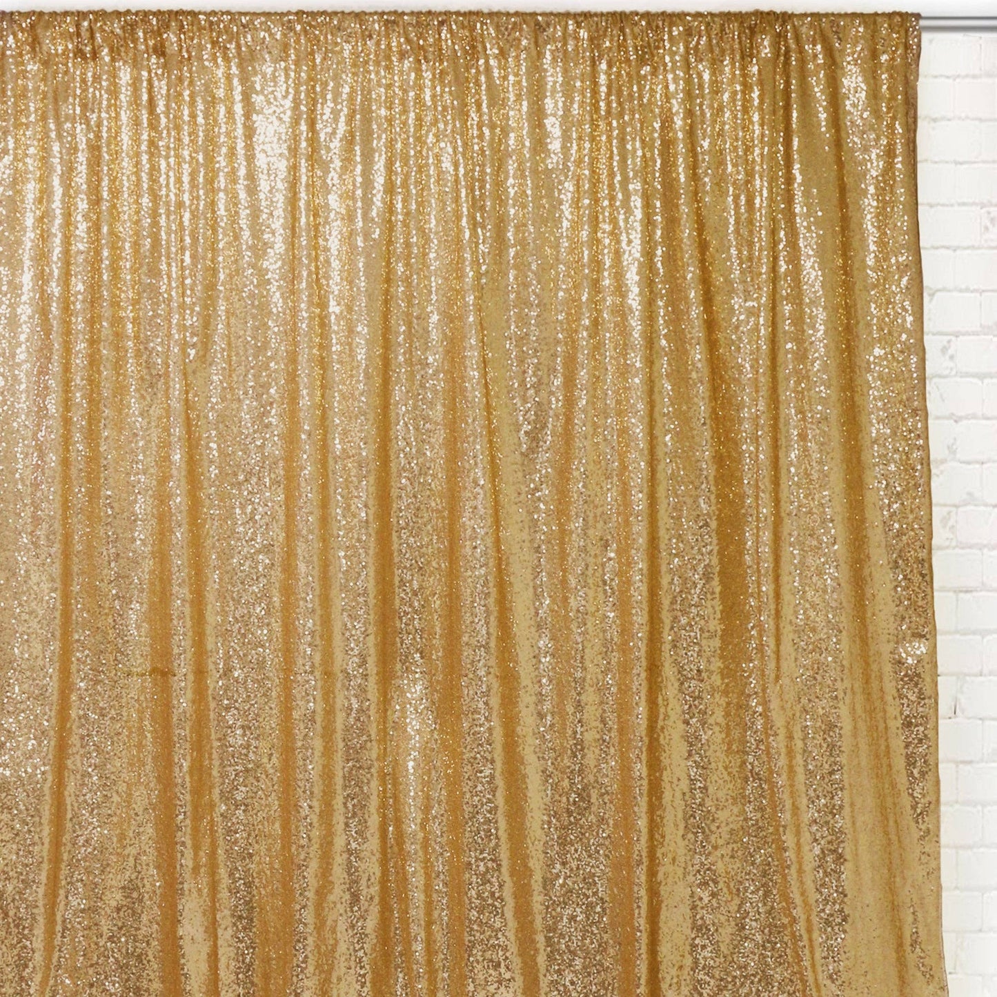 YOUR CHAIR COVERS - Glitz Sequin on Taffeta Drape/Backdrop 10 ft x 104 Inches Gold