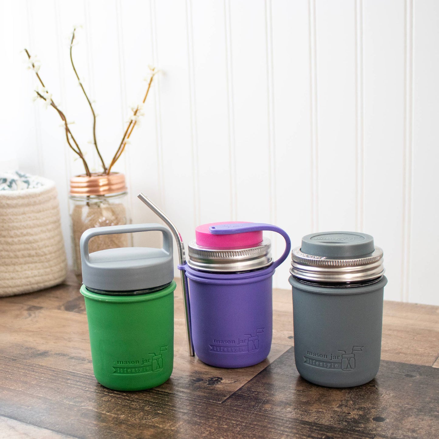 Mason Jar Lifestyle - Silicone Sleeve for Regular Mouth Half Pint 8oz Mason Jars
