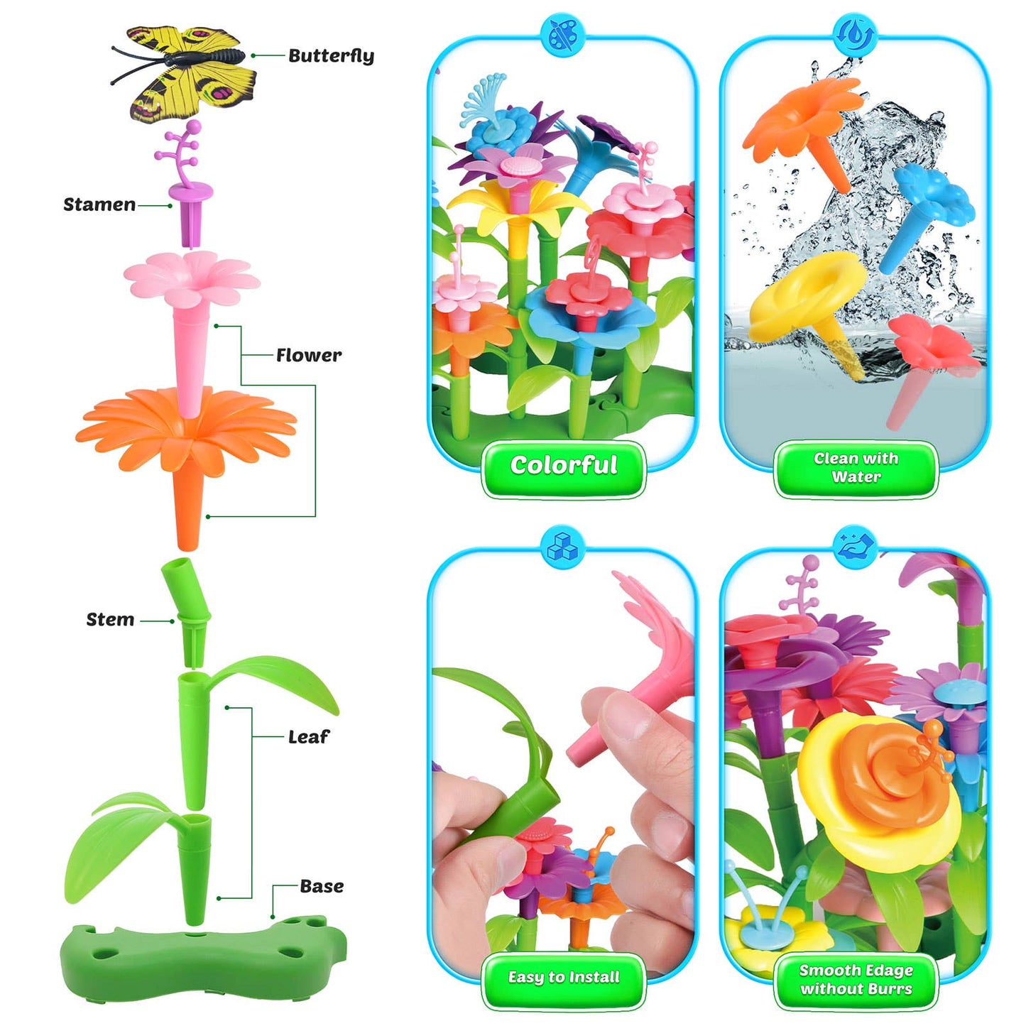 Fun Little Toys - 148PCS Garden Building Toys, Pretend Play, Preschool STEM