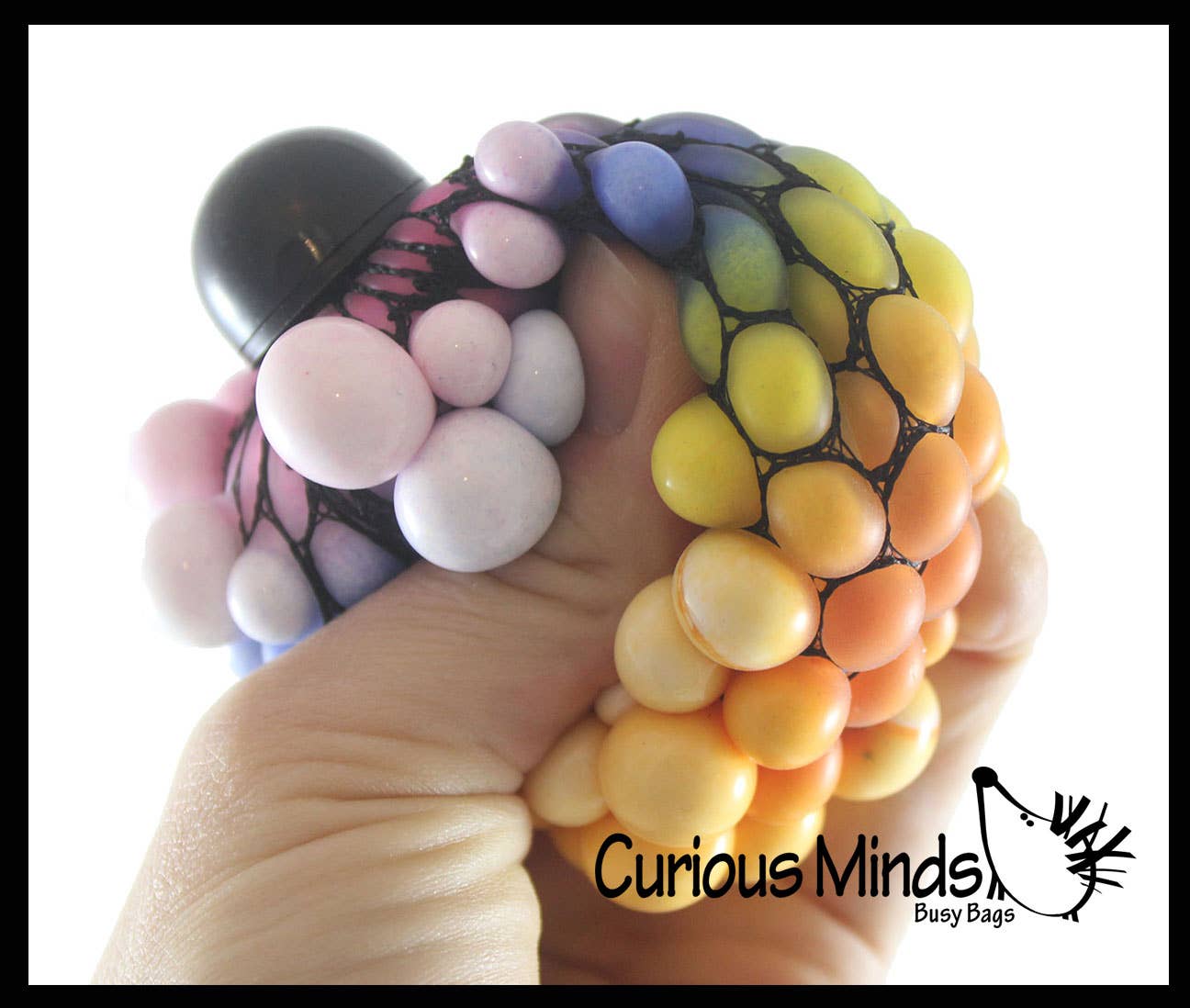 Curious Minds Toys - 1 Rainbow Mesh Doh Filled Squeeze Balls - Doh - Ultra Squish