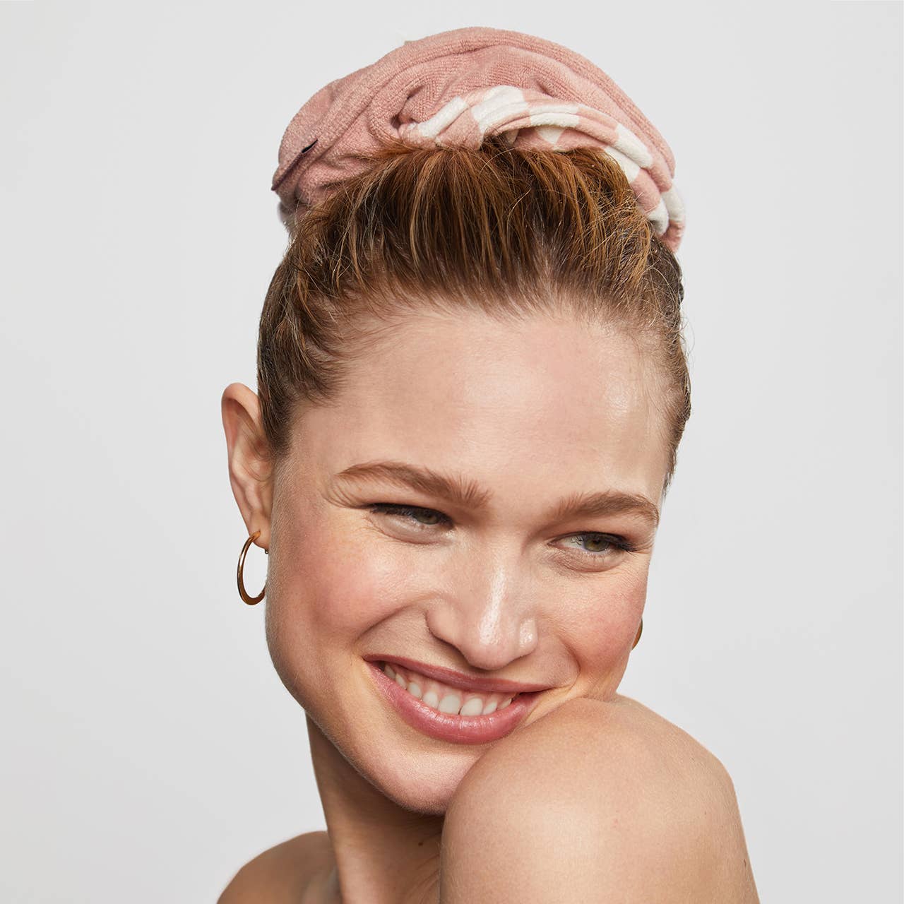 KITSCH - Microfiber Quick-Dry Towel Scrunchie 2PC- Terracotta Checker