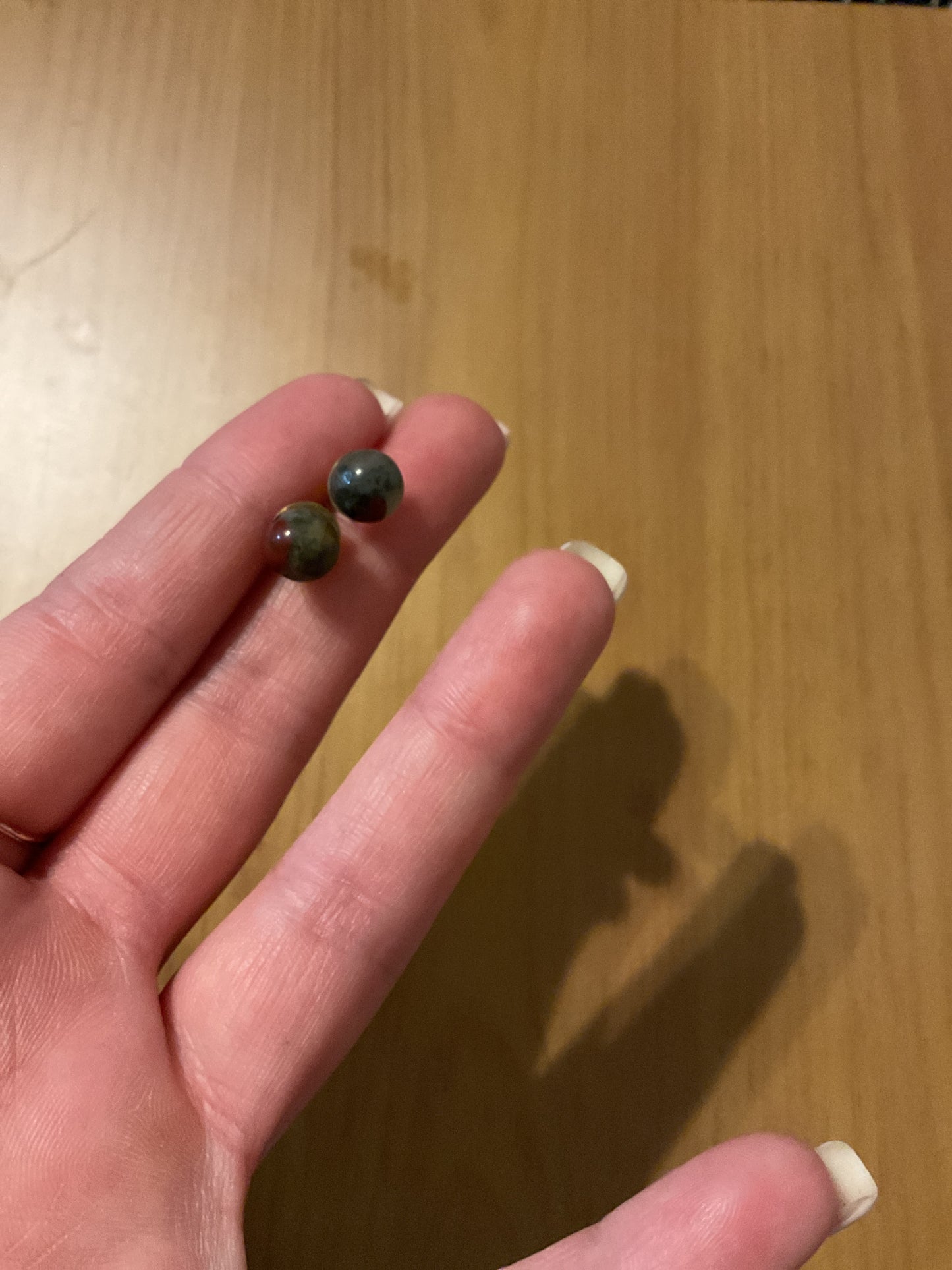 Handmade African bloodstone stud earrings