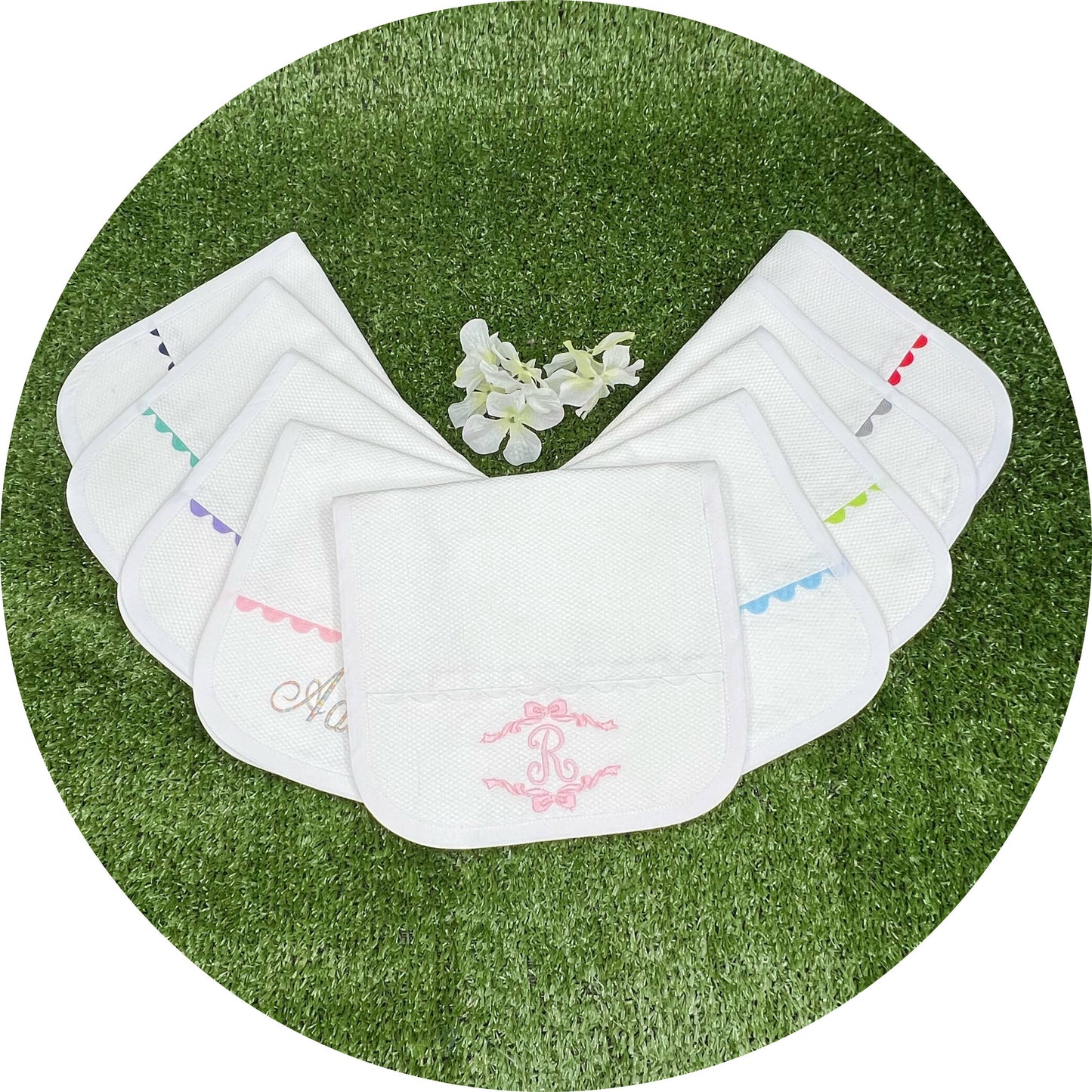 THE ROYALTY COLLECTION - White Cotton Pique Burp Cloth