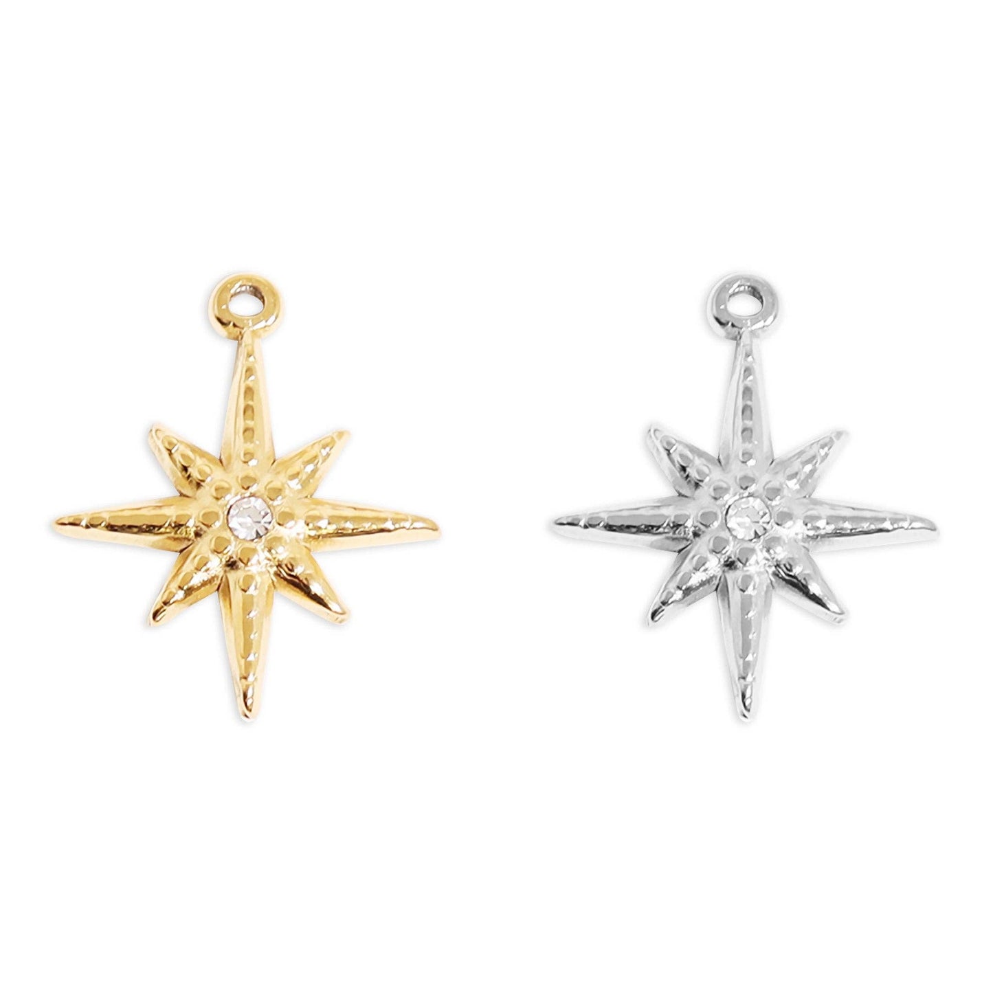 WJW - 18K Gold Stainless Steel Compass Star Charm