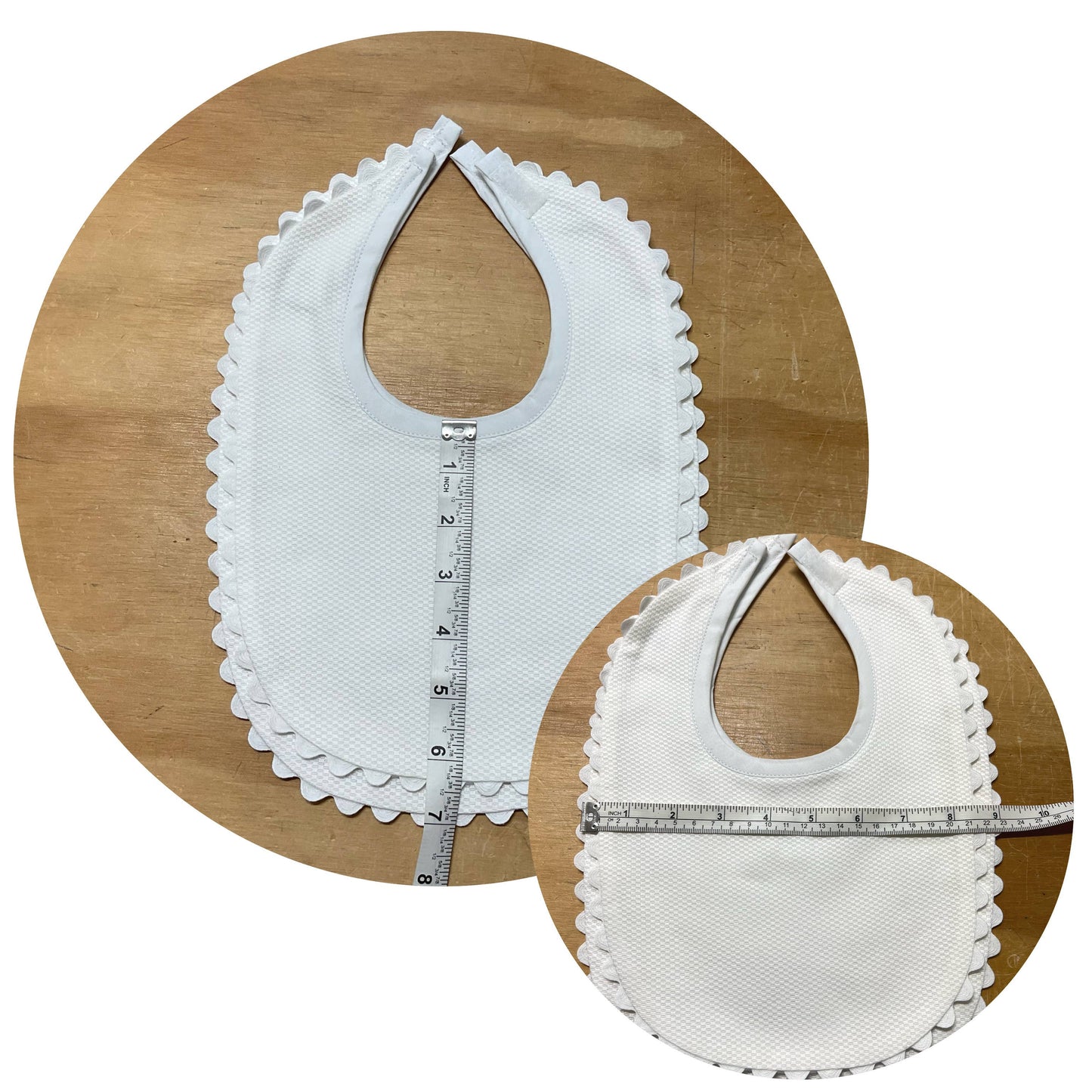 THE ROYALTY COLLECTION - White Cotton Pique Toddler Drool Bib