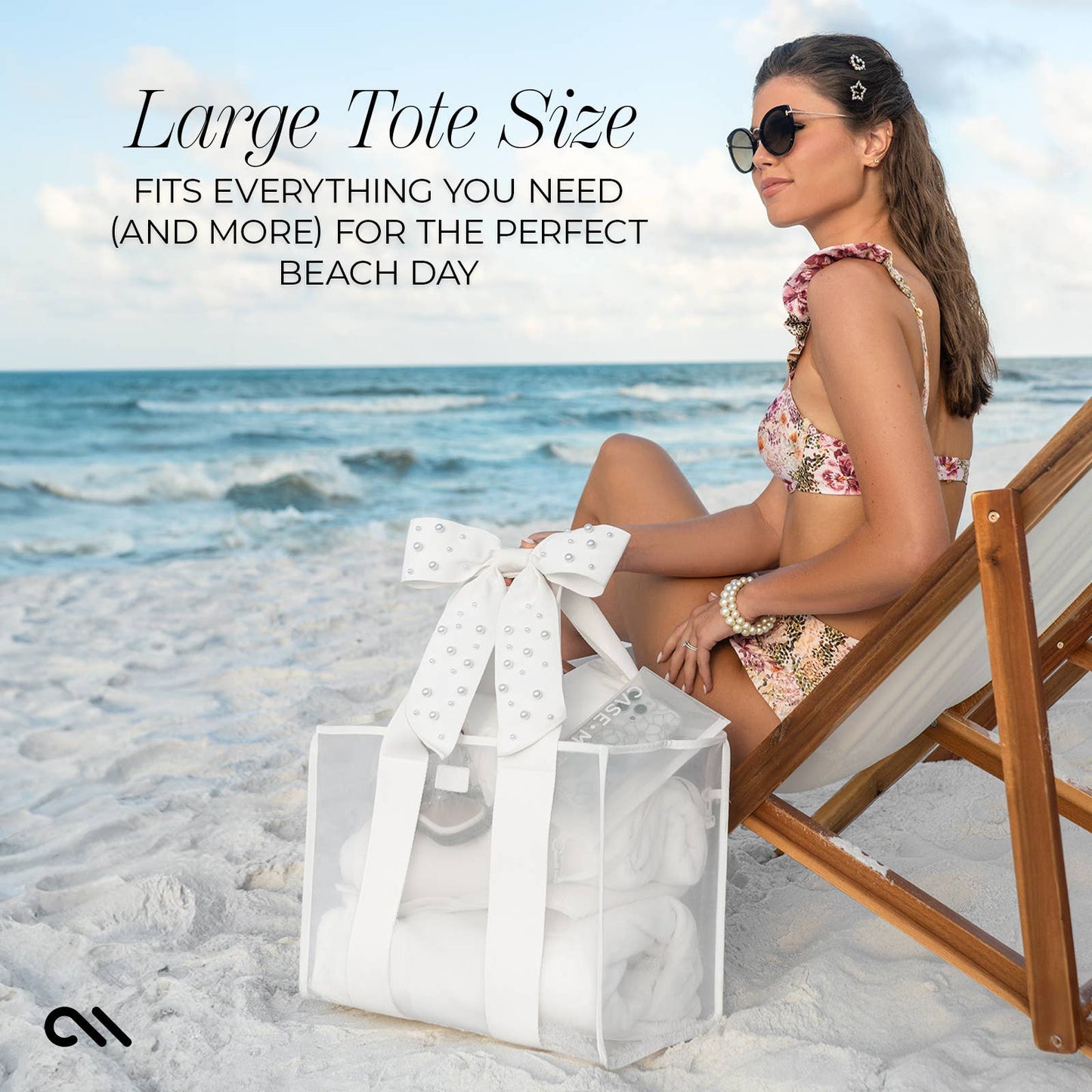 Case-Mate - Special Edition Bow Ivory Pearl Beach Tote With Phone Pouch