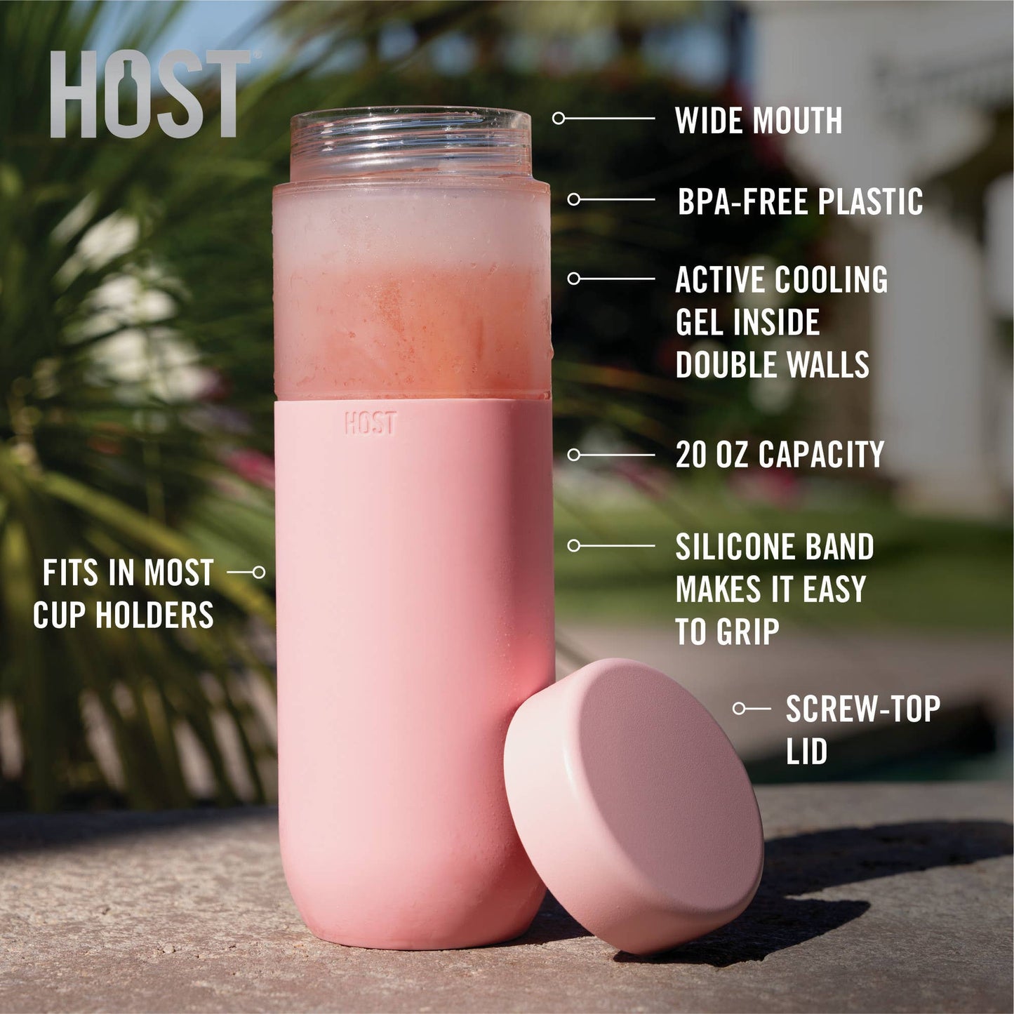 HOST - FREEZE™ Bottle Insulated w/ Active Cooling Gel - Blush