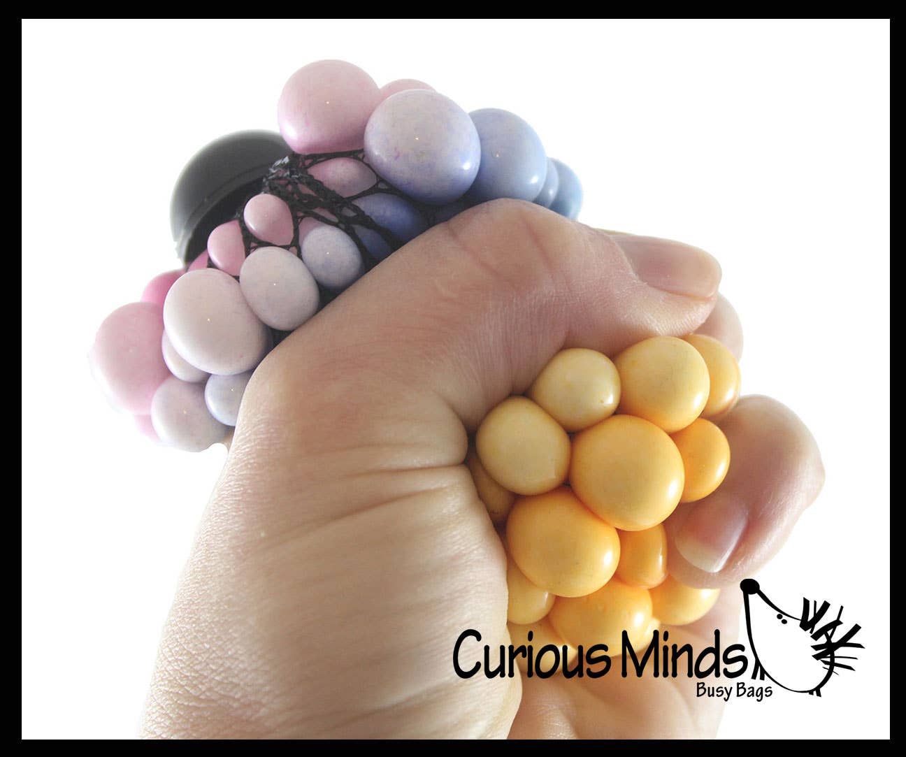 Curious Minds Toys - 1 Rainbow Mesh Doh Filled Squeeze Balls - Doh - Ultra Squish