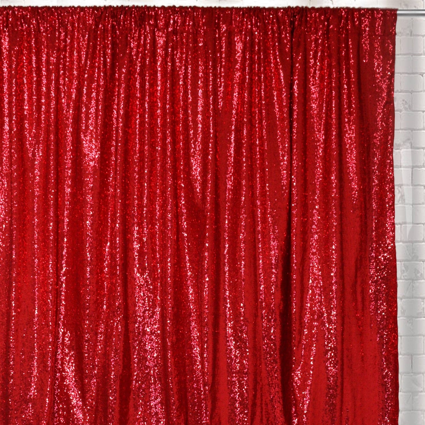 YOUR CHAIR COVERS - Glitz Sequin on Taffeta Drape/Backdrop 14 ft x 104 Inches Red