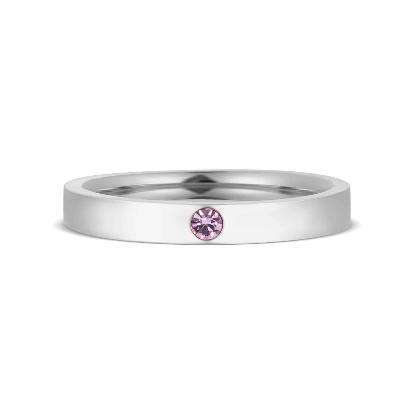 WJW - Stainless Steel Birthstone Engravable Stacking Ring