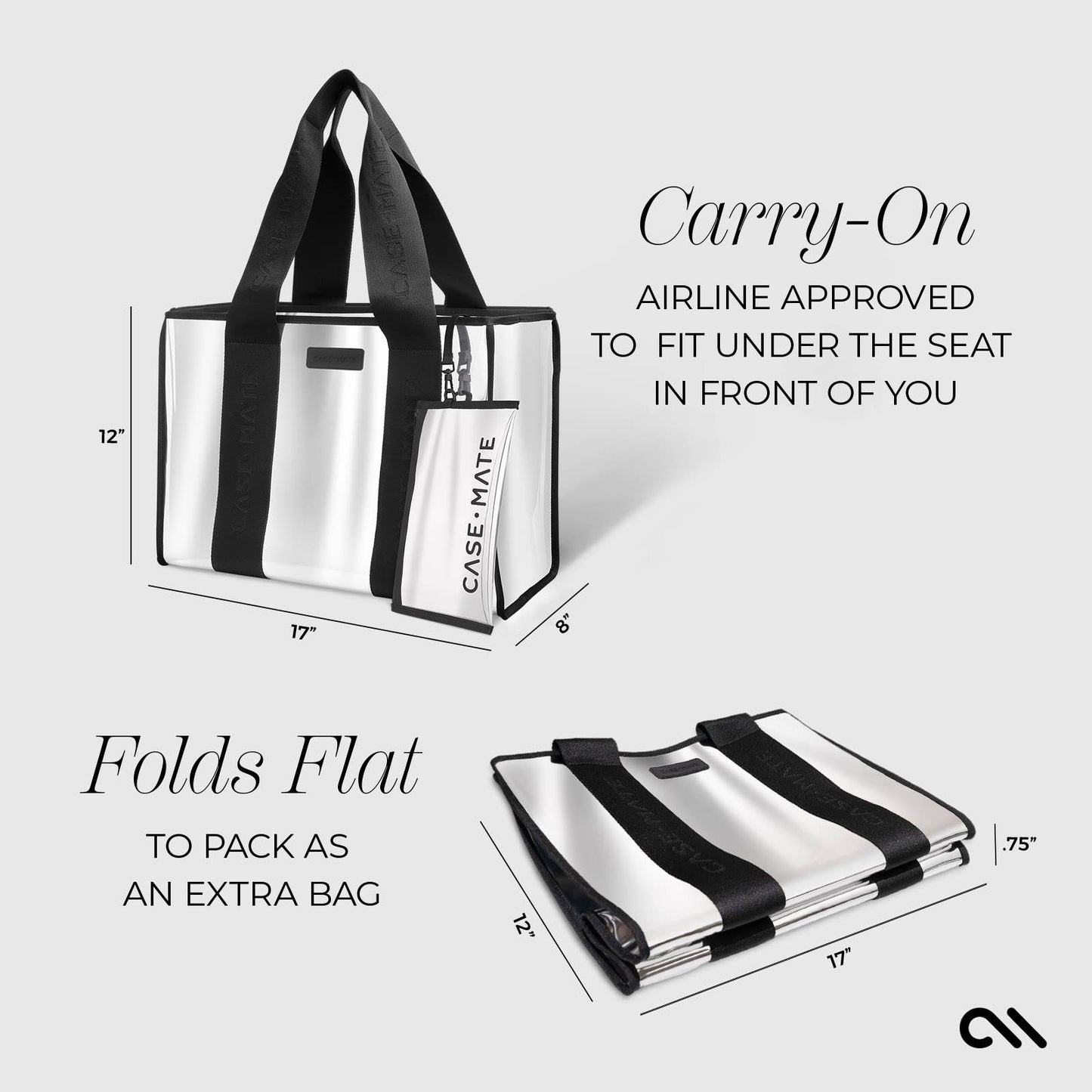 Case-Mate - Case-Mate Silver Chrome Beach Tote Shoulder Bag - Silver