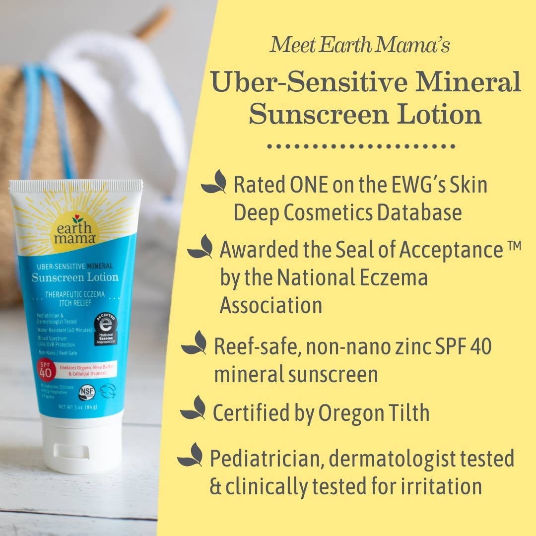 Earth Mama Organics - Uber-Sensitive Mineral Sunscreen Lotion - SPF 40