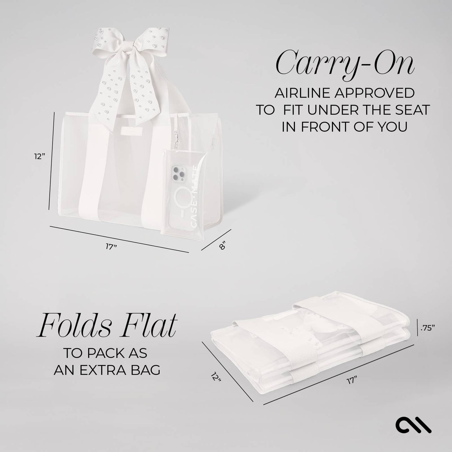Case-Mate - Special Edition Bow Ivory Pearl Beach Tote With Phone Pouch