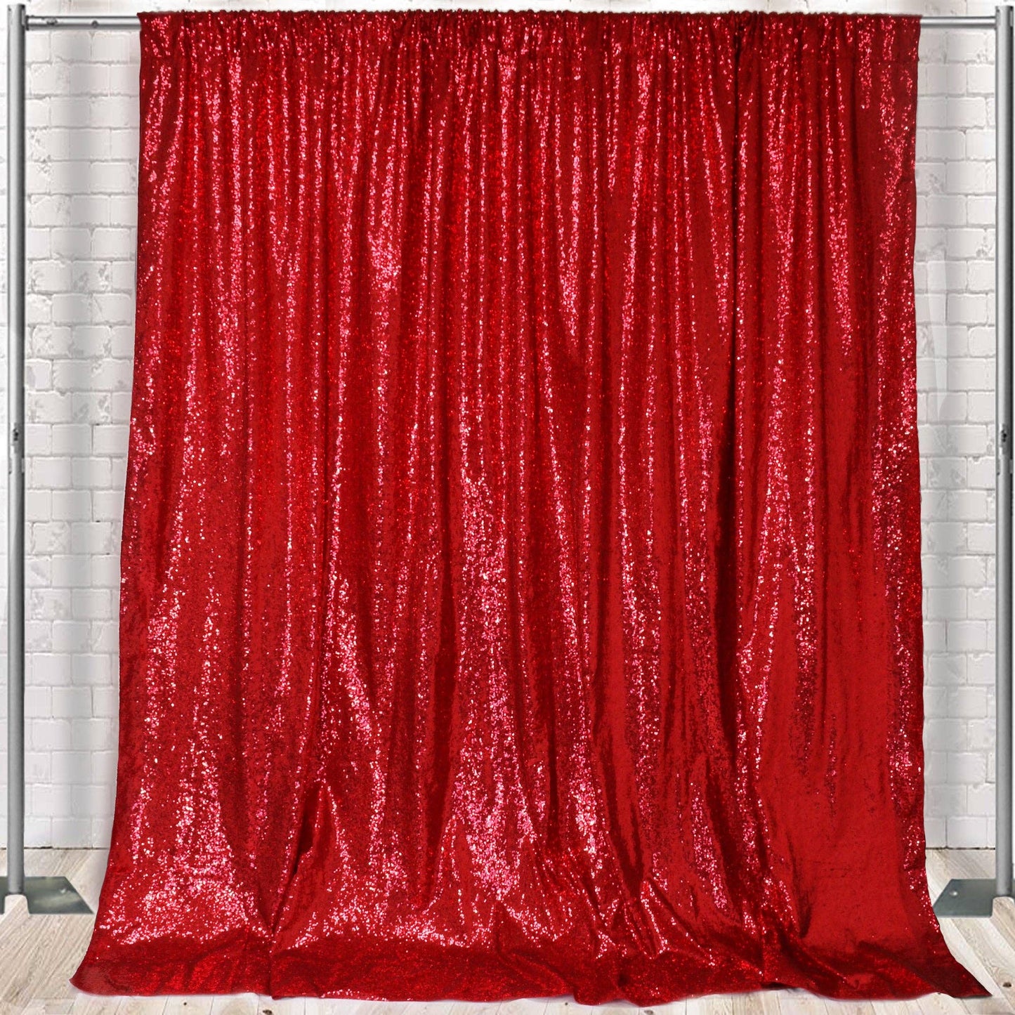 YOUR CHAIR COVERS - Glitz Sequin on Taffeta Drape/Backdrop 14 ft x 104 Inches Red