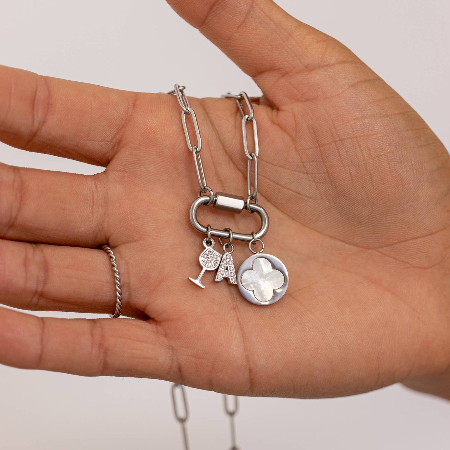WJW - 18K Gold PVD Paperclip Carabiner Necklace
