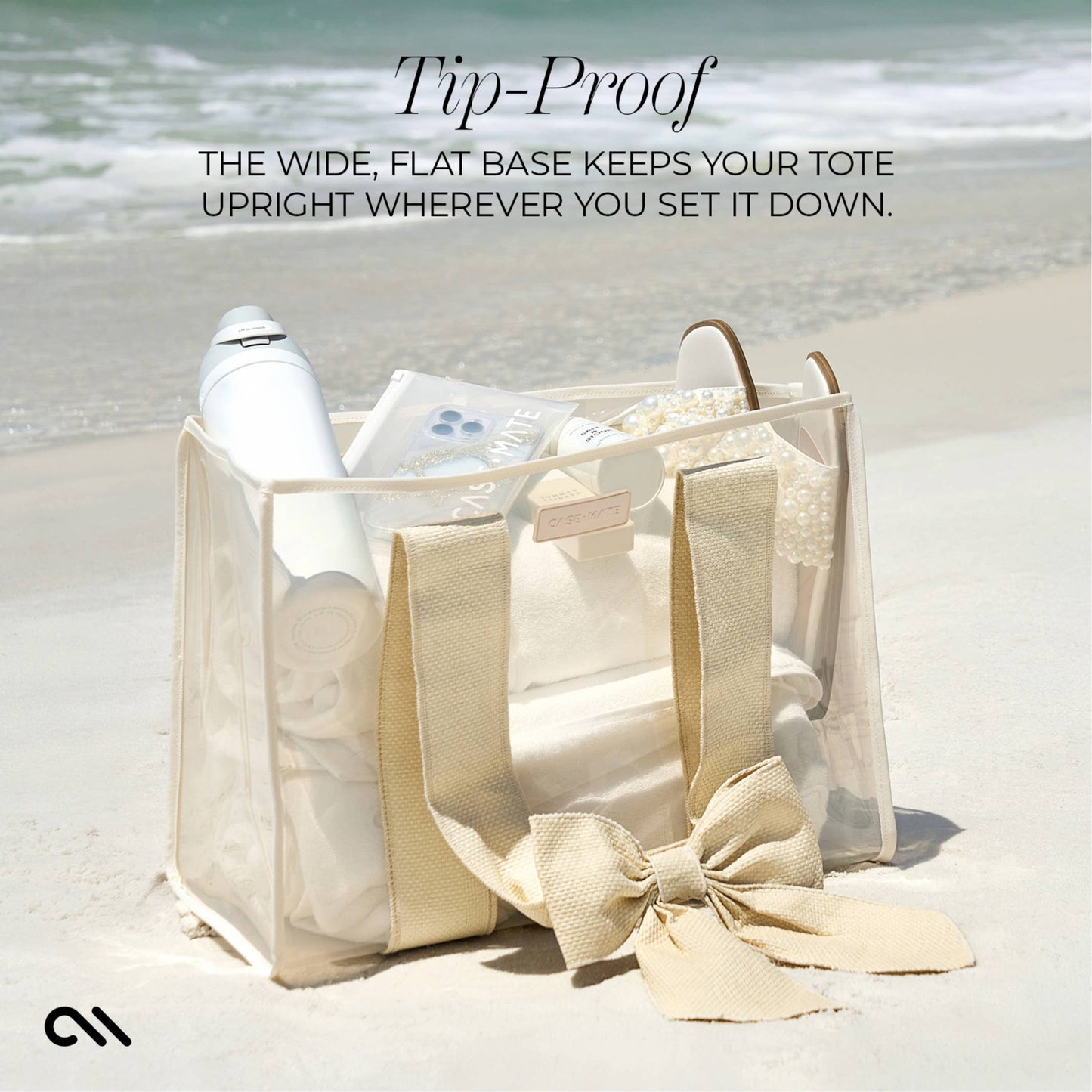 Case-Mate - Special Edition Bow Ecru Raffia Beach Tote With Phone Pouch