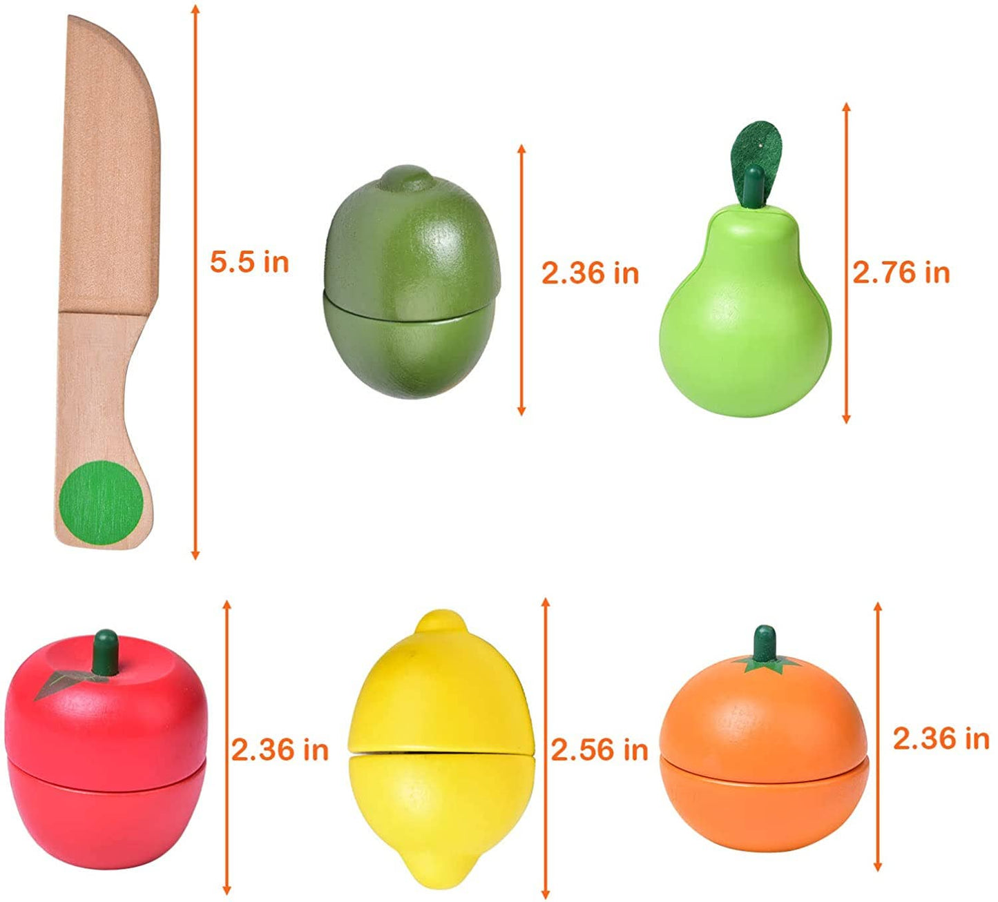 Fun Little Toys - 11 Pcs Wooden Pretend-Play Fruit Cutting Set for Kid Toys