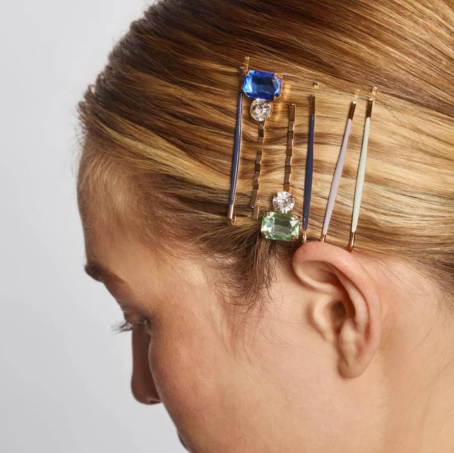 KITSCH - Cloud & Gem Bobby Pins 8pc Set - Garden Bouquet