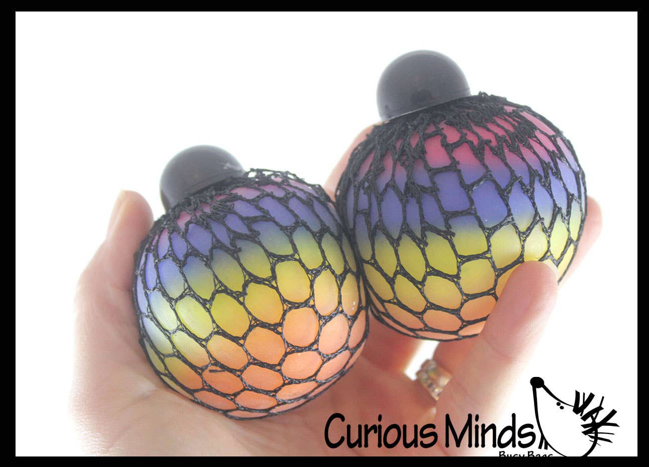 Curious Minds Toys - 1 Rainbow Mesh Doh Filled Squeeze Balls - Doh - Ultra Squish