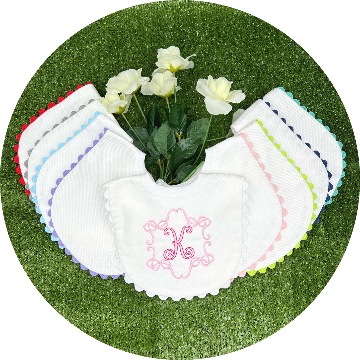 THE ROYALTY COLLECTION - White Cotton Pique Toddler Drool Bib