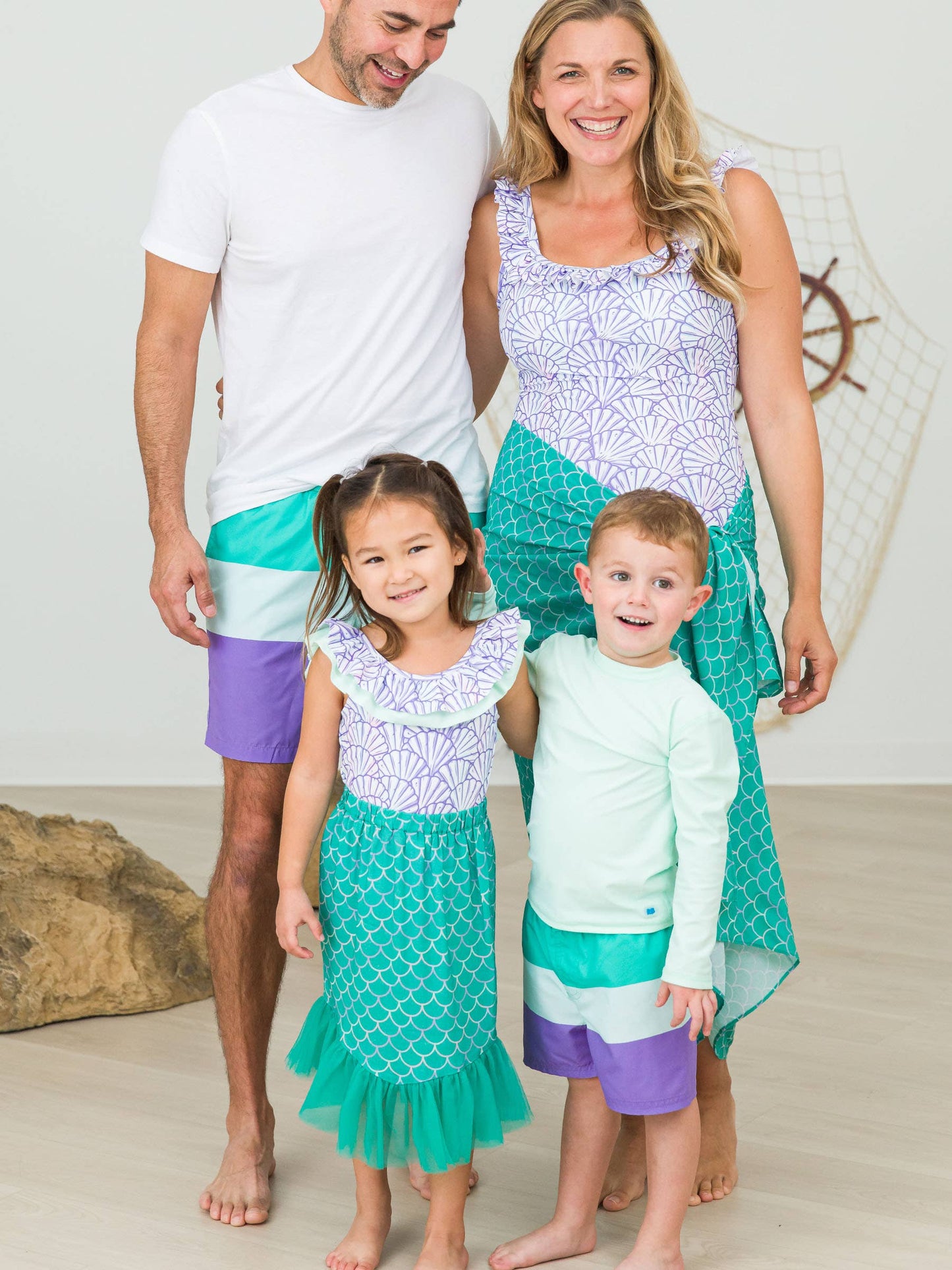 RuffleButts + RuggedButts - Girls Sparkle Scales Mermaid Tail Skirt Cover-Up