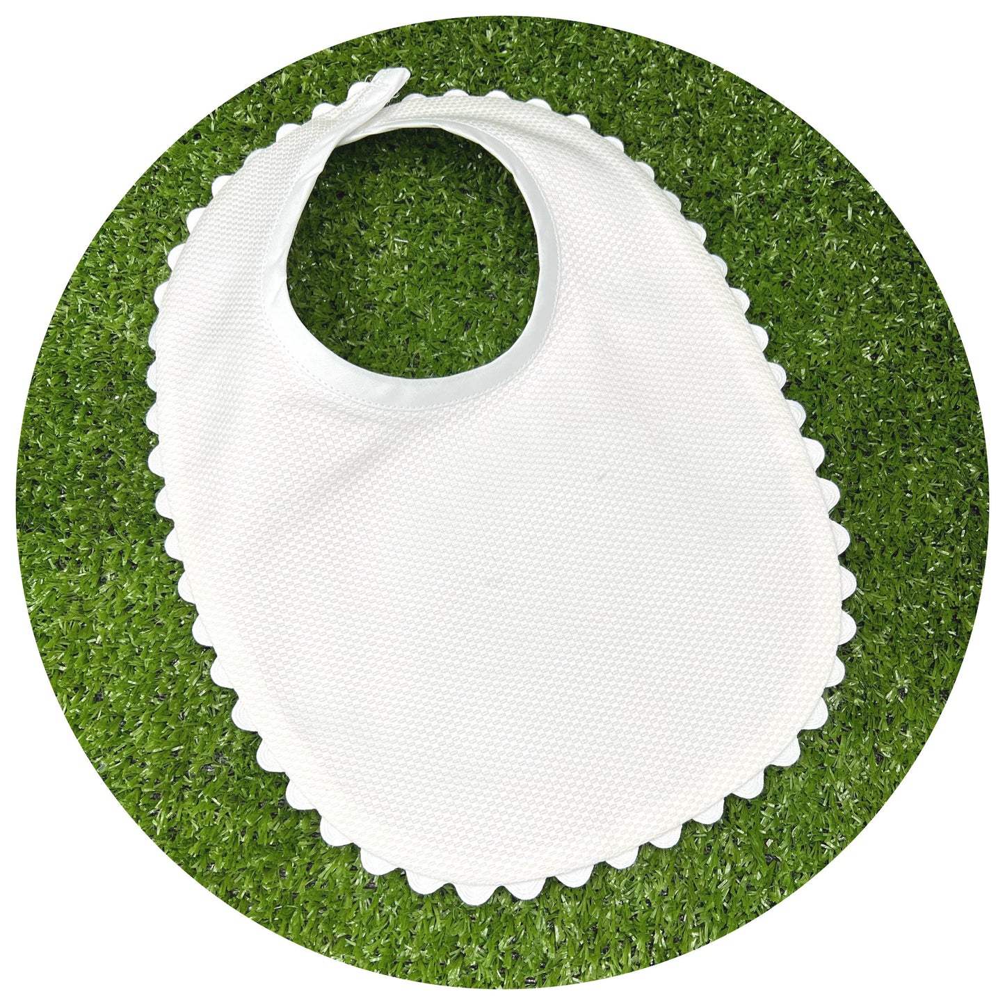 THE ROYALTY COLLECTION - White Cotton Pique Toddler Drool Bib