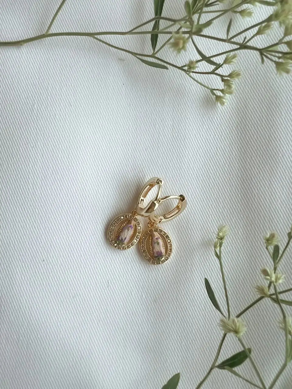 Harleigh Leonards Designs - Our Lady in Lavender Dainty Dangle Earrings