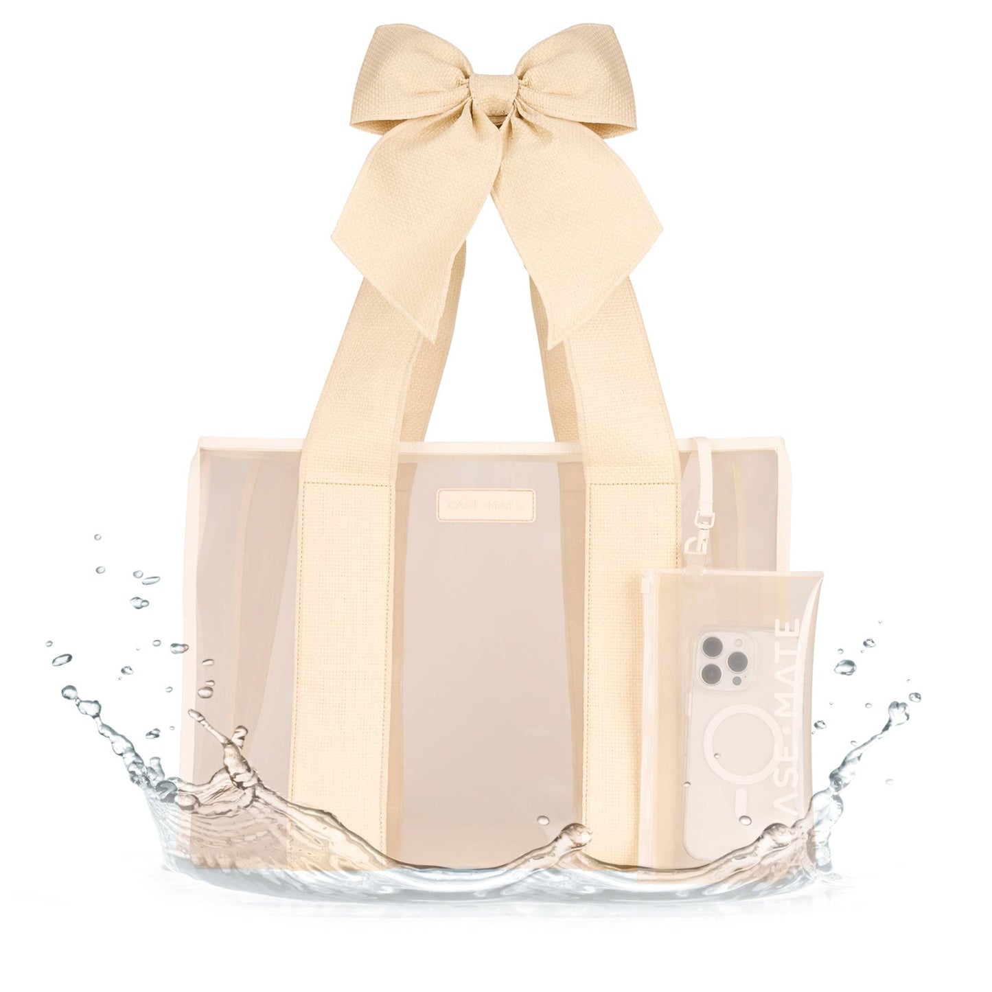 Case-Mate - Special Edition Bow Ecru Raffia Beach Tote With Phone Pouch