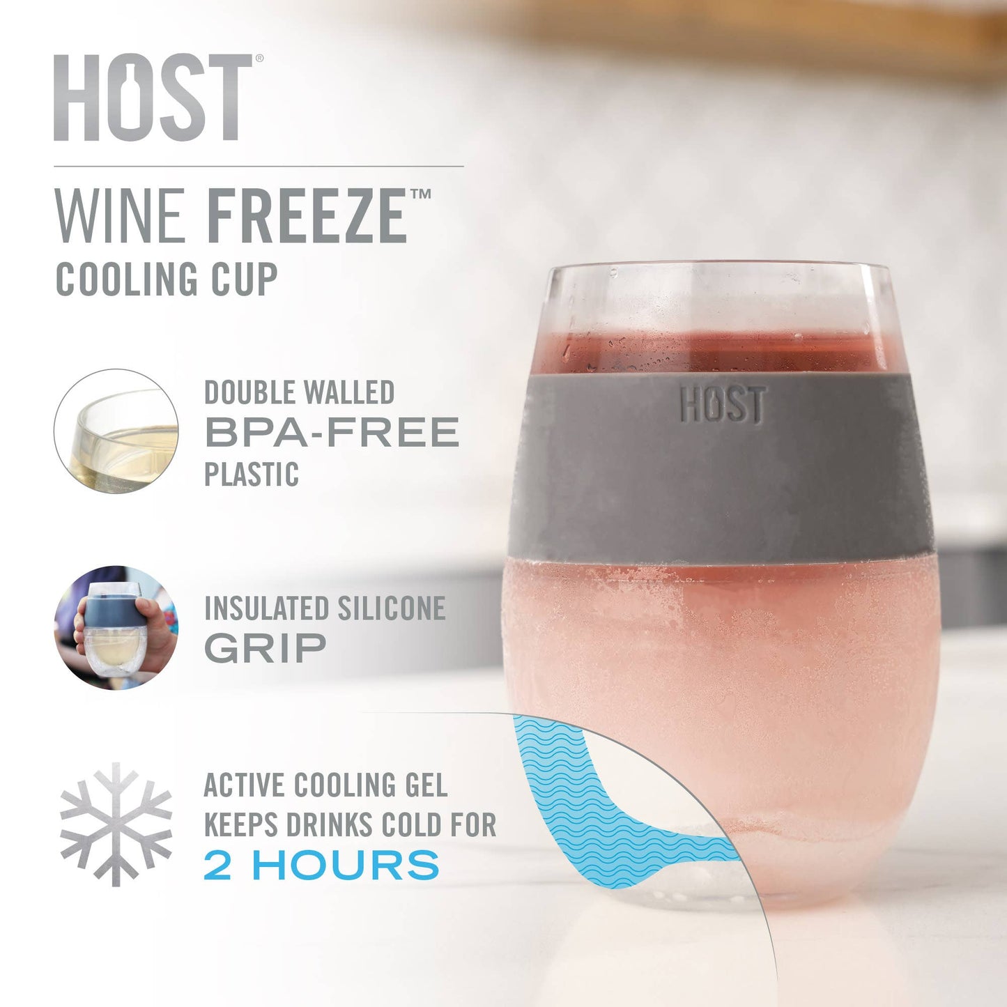 HOST - Wine FREEZE™ Cooling Cups - Asst Tinted Colors - CDU of 12