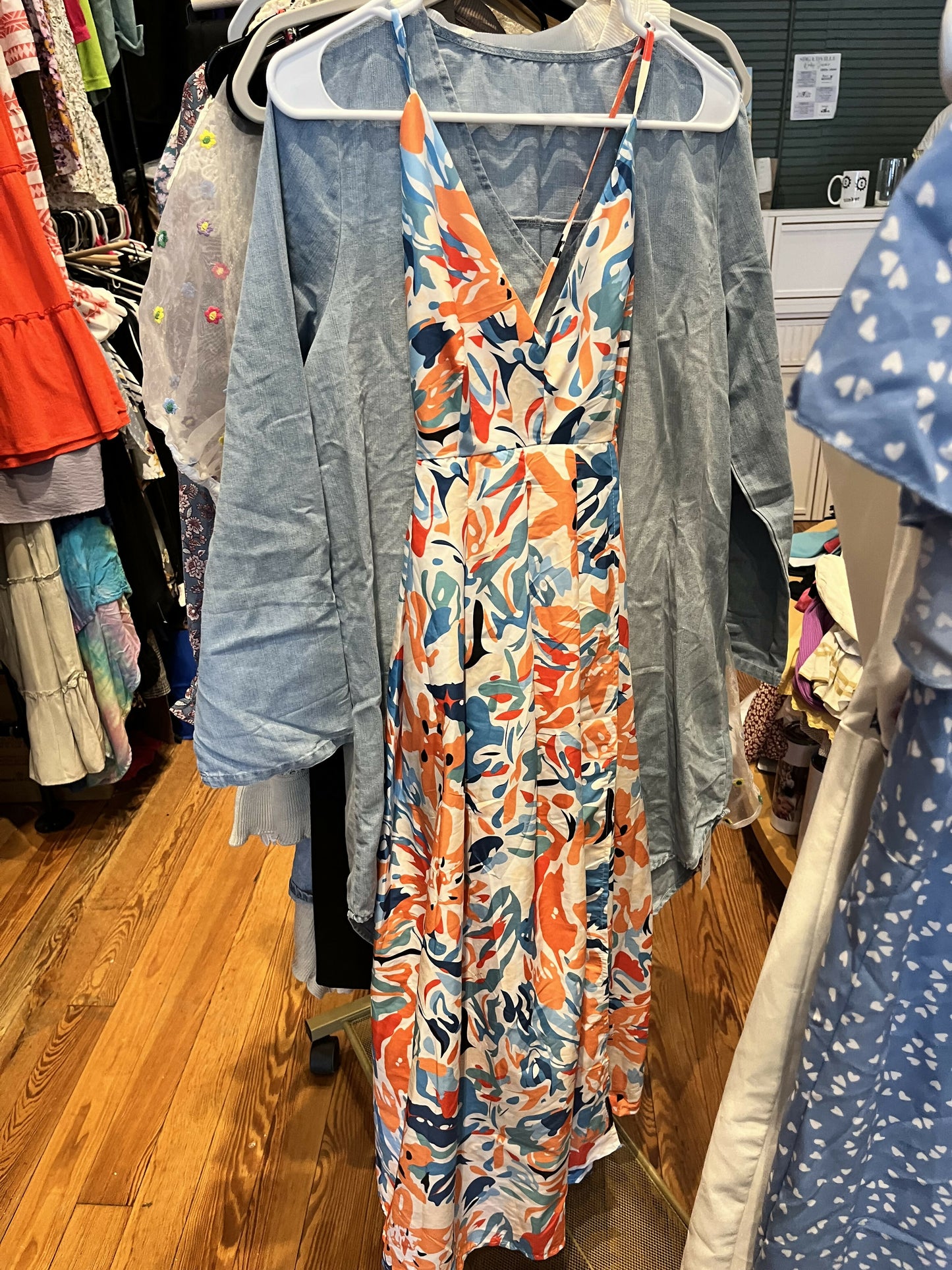 White and floral dress