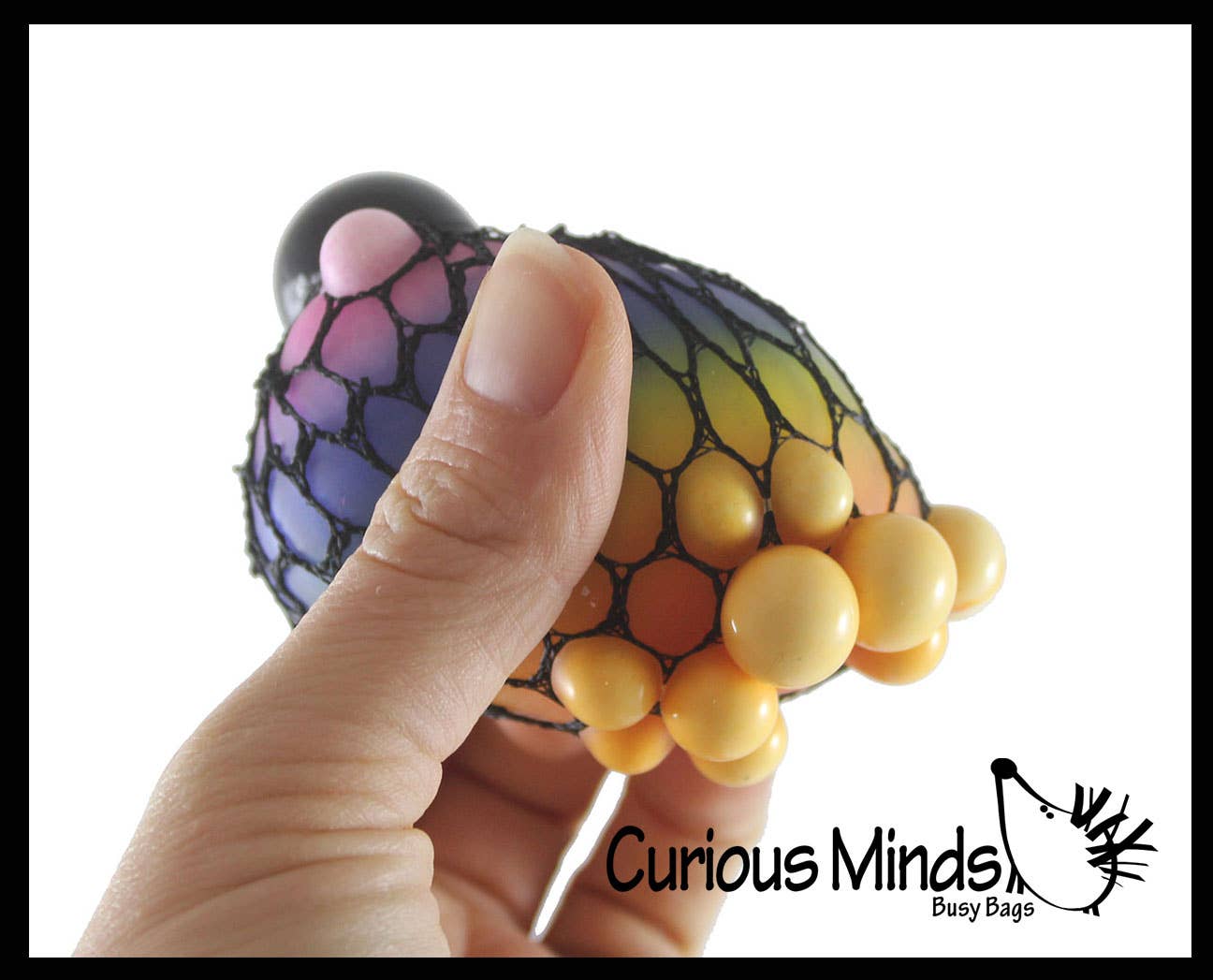 Curious Minds Toys - 1 Rainbow Mesh Doh Filled Squeeze Balls - Doh - Ultra Squish