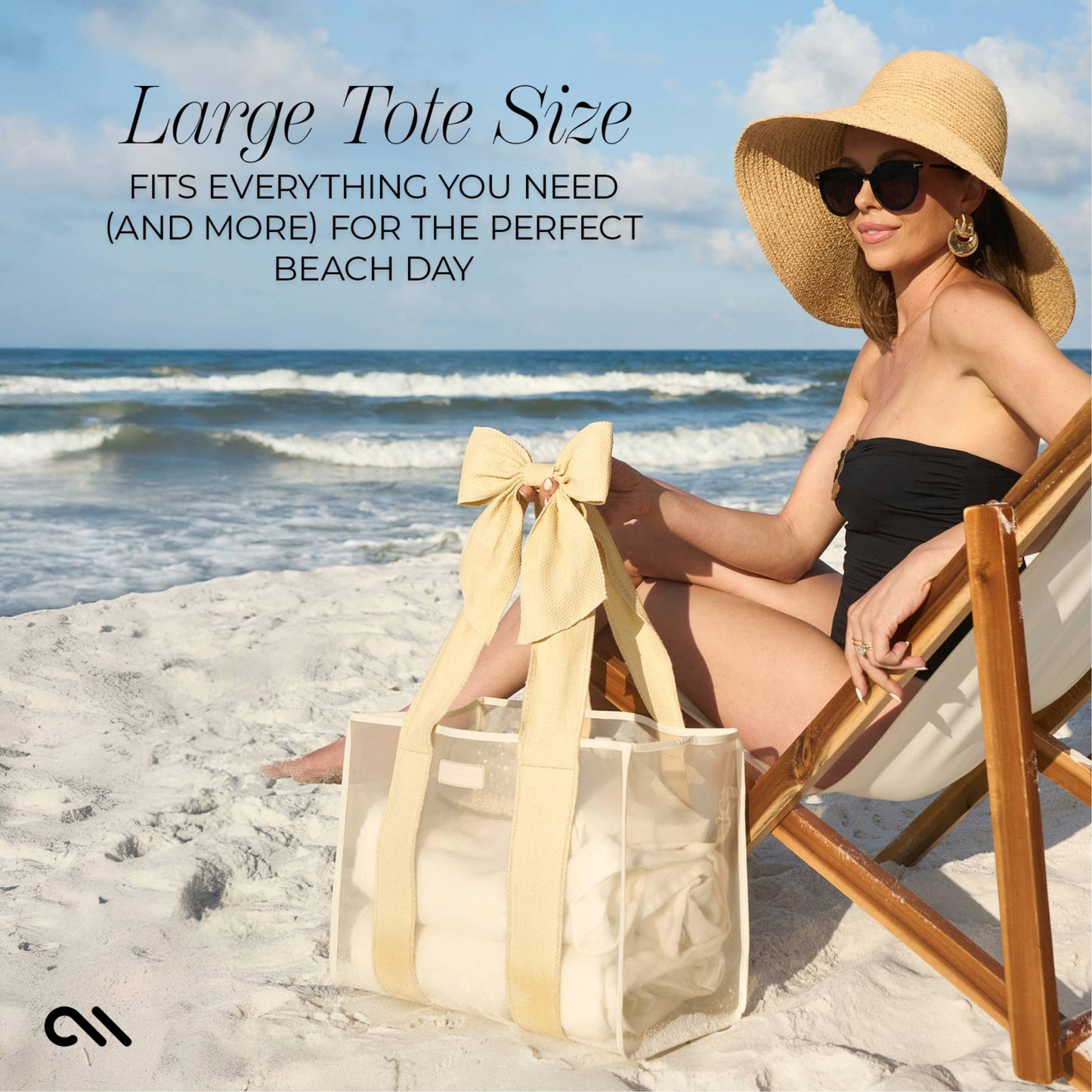 Case-Mate - Special Edition Bow Ecru Raffia Beach Tote With Phone Pouch