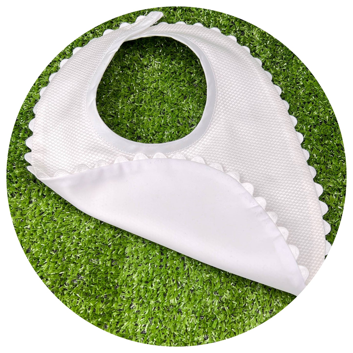 THE ROYALTY COLLECTION - White Cotton Pique Toddler Drool Bib