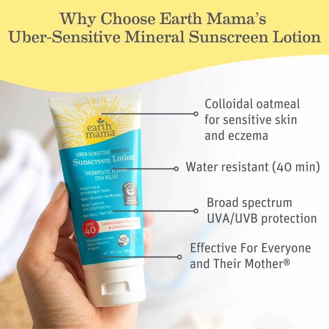 Earth Mama Organics - Uber-Sensitive Mineral Sunscreen Lotion - SPF 40