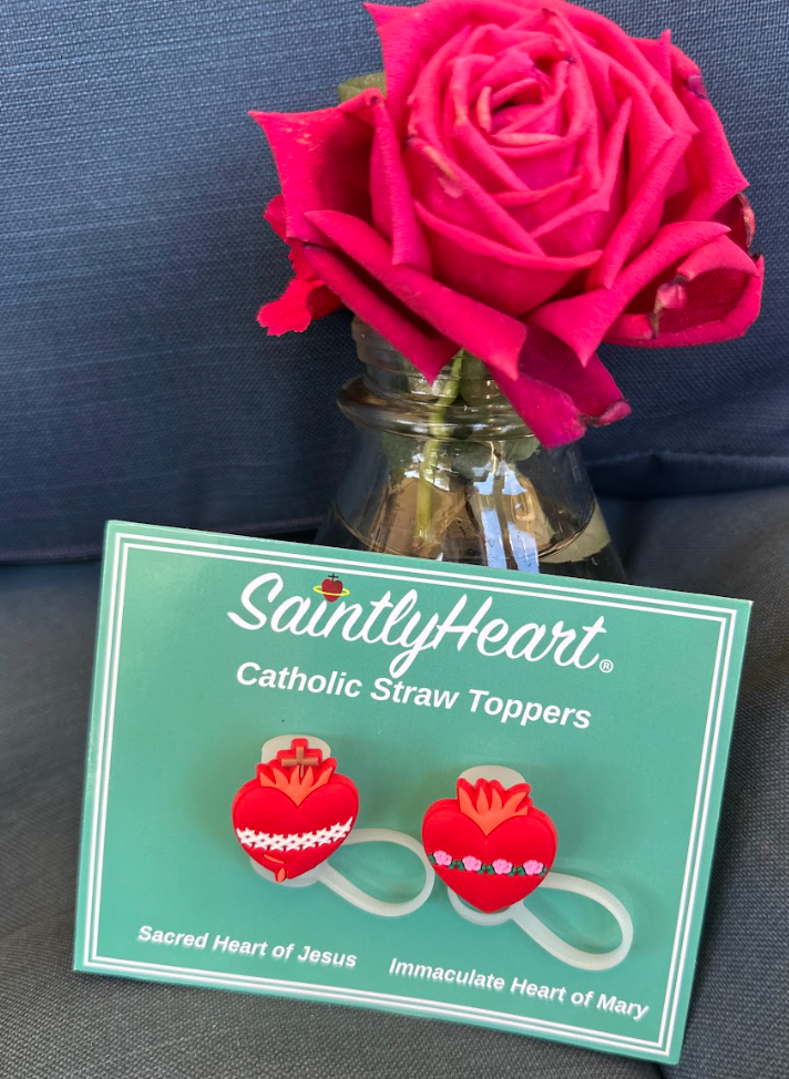 Saintly Heart LLC - Catholic Straw Toppers: Holy Hearts (a 2 pack!)