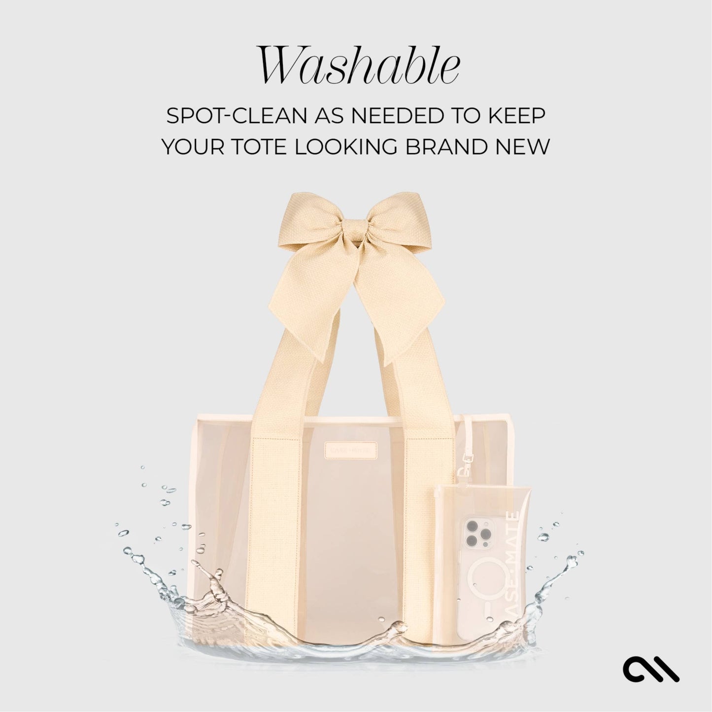 Case-Mate - Special Edition Bow Ecru Raffia Beach Tote With Phone Pouch