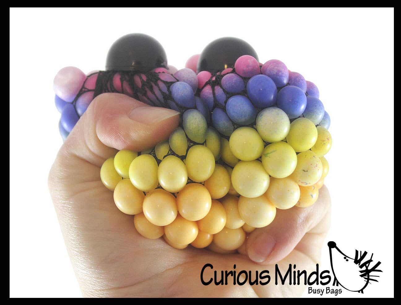 Curious Minds Toys - 1 Rainbow Mesh Doh Filled Squeeze Balls - Doh - Ultra Squish
