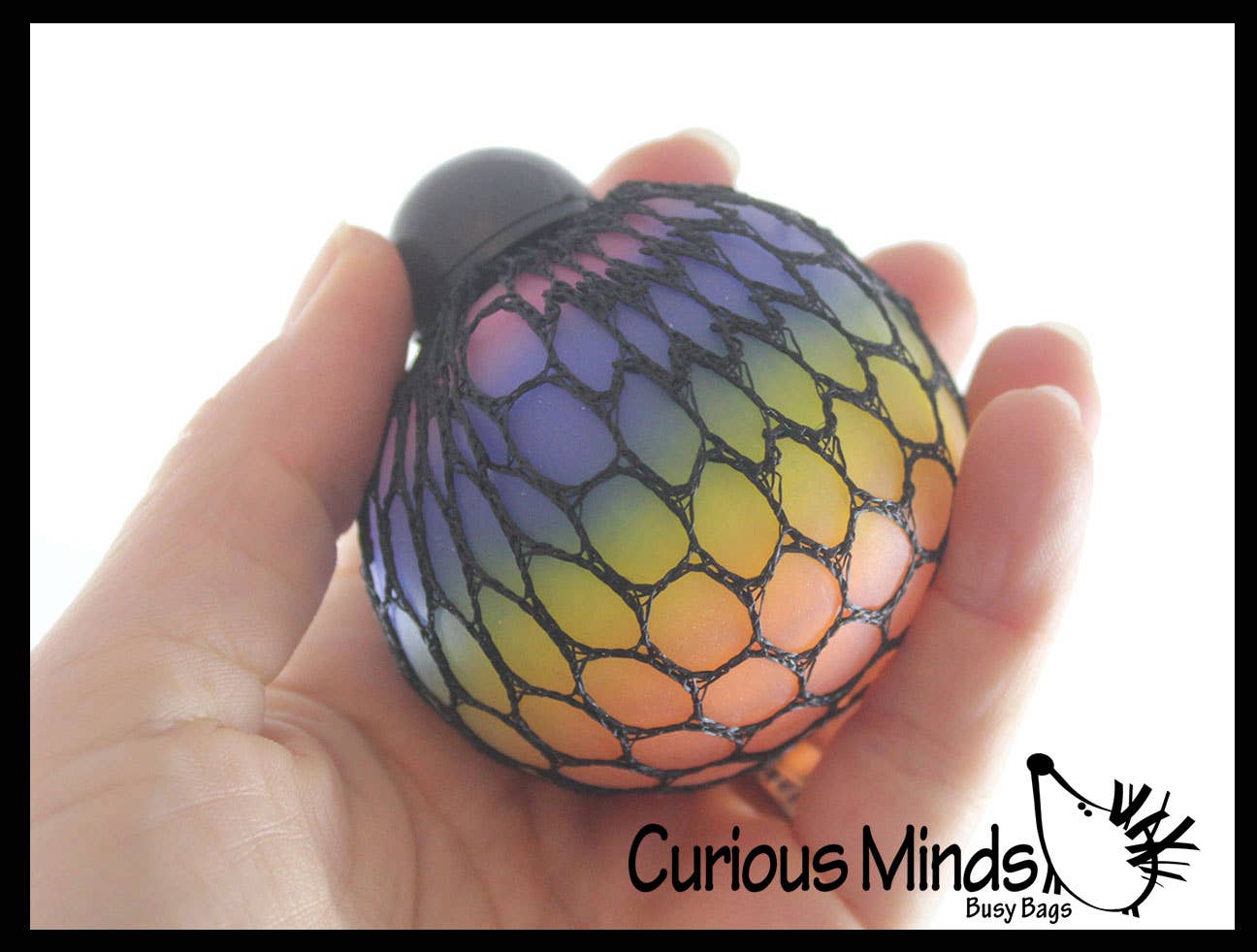 Curious Minds Toys - 1 Rainbow Mesh Doh Filled Squeeze Balls - Doh - Ultra Squish