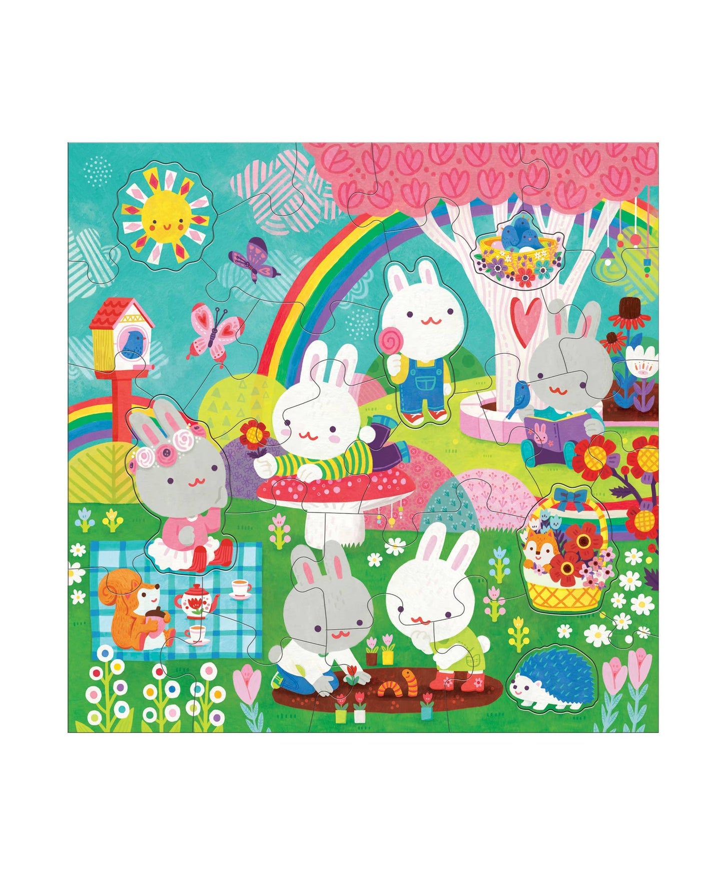 Chronicle Books - Garden Bunnies 25 Piece Floor Puzzle with Shaped Pieces