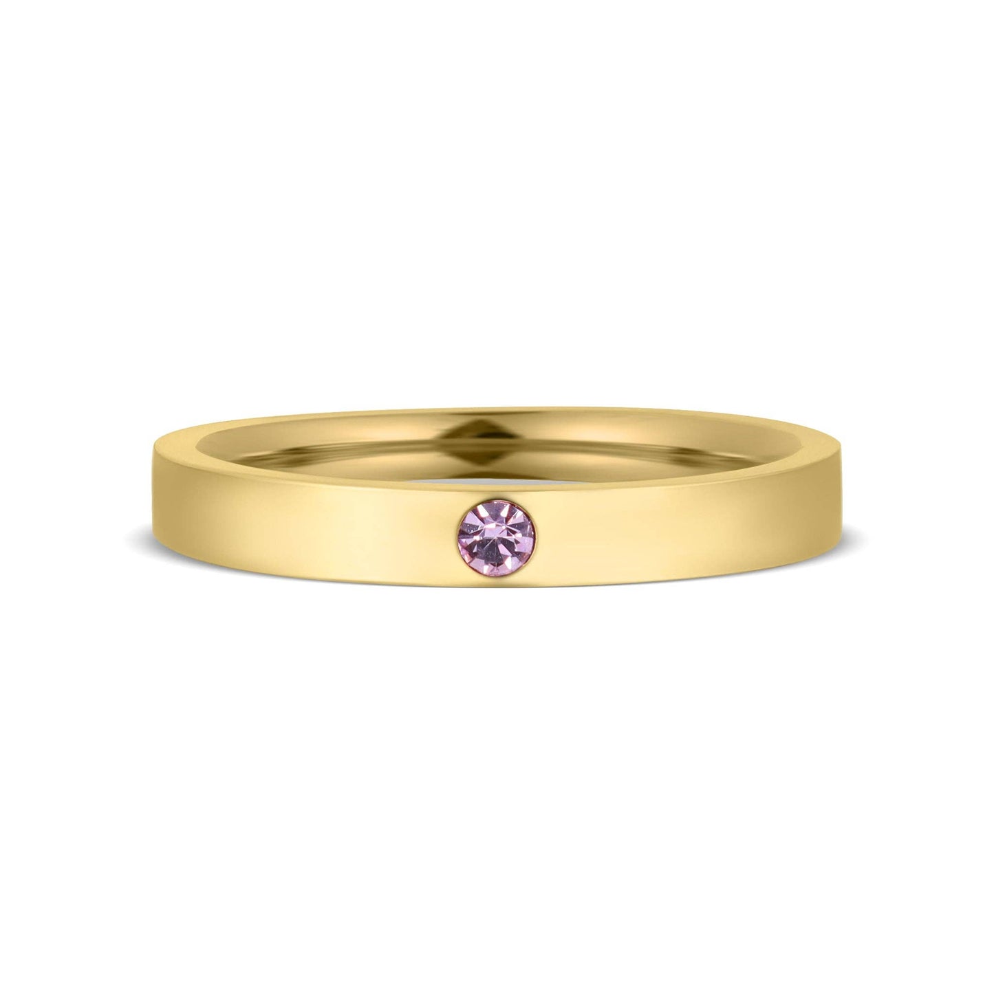 WJW - Gold Engravable Blank Birthstone Stacking Rings