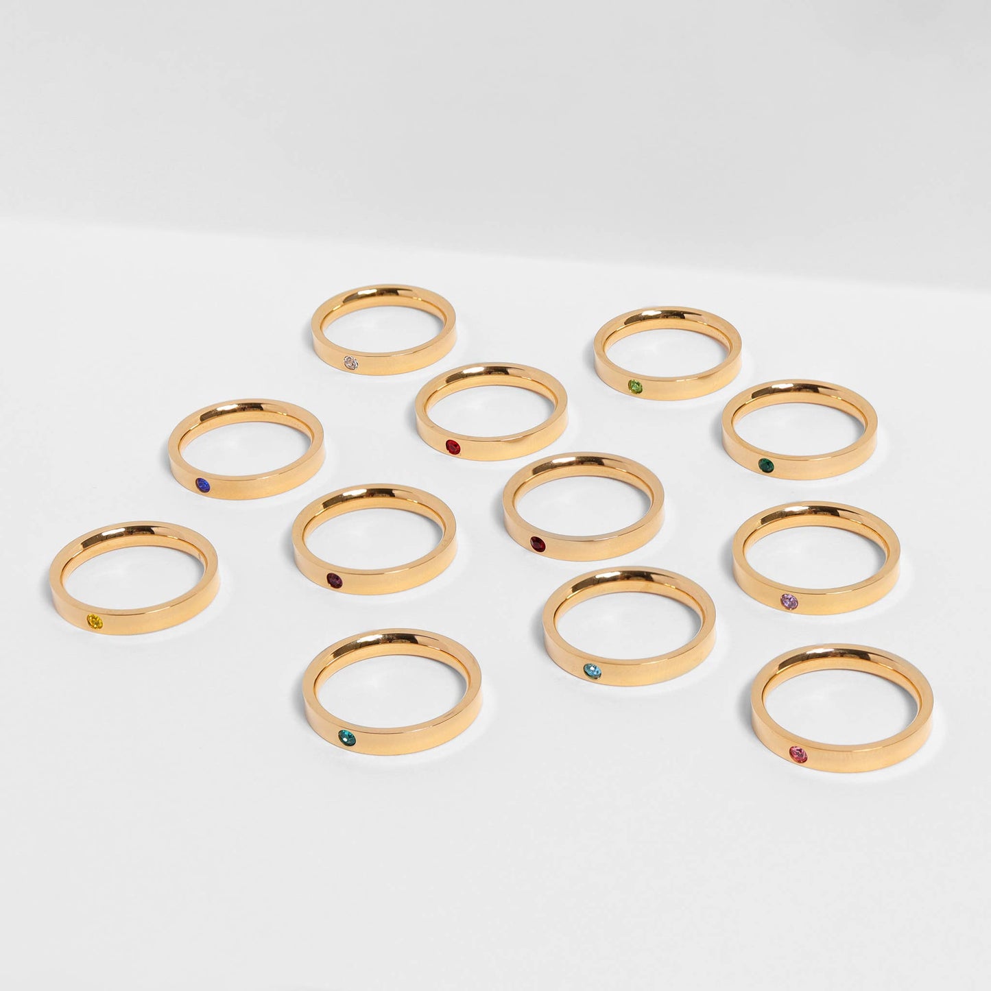 WJW - Gold Engravable Blank Birthstone Stacking Rings