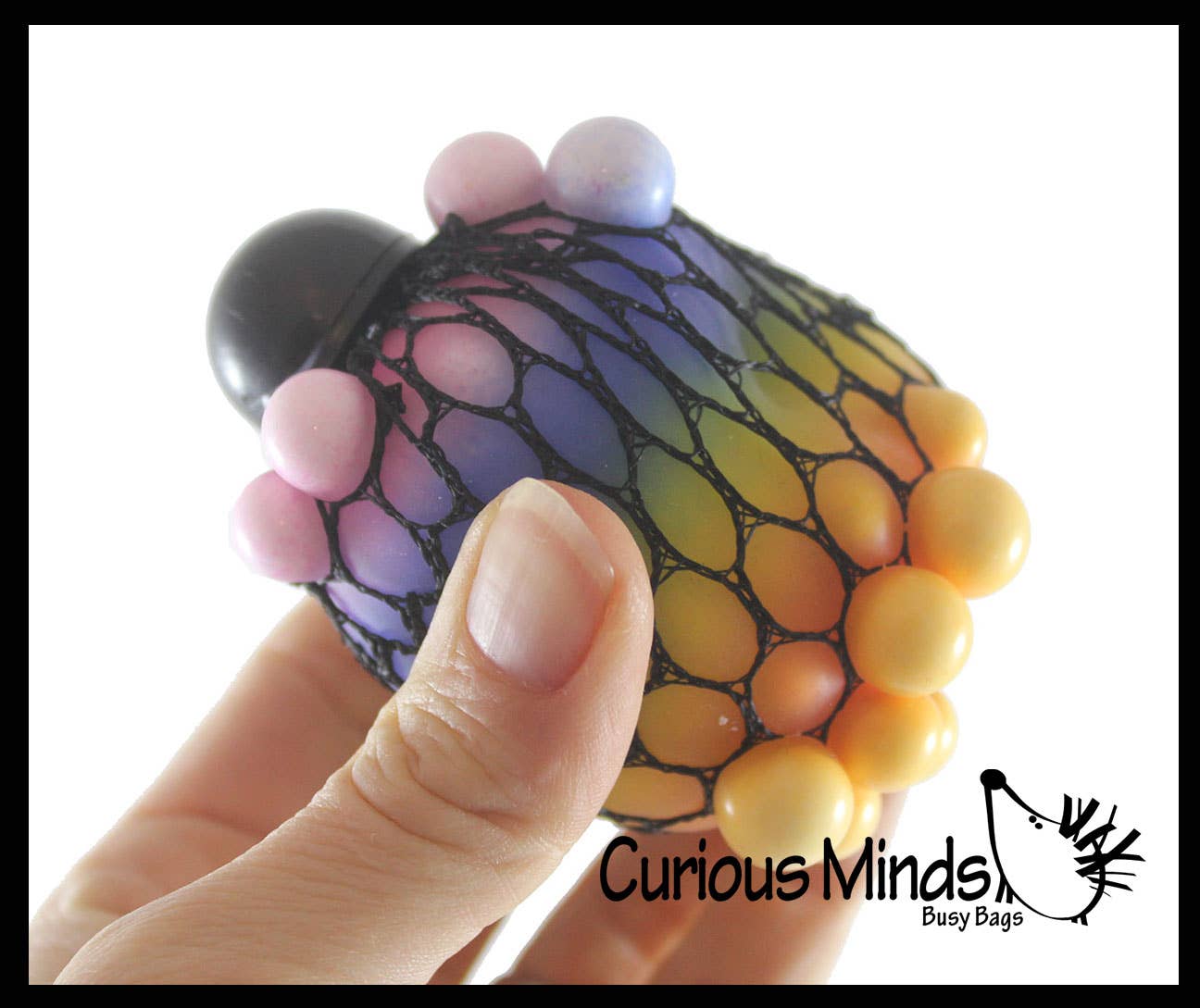 Curious Minds Toys - 1 Rainbow Mesh Doh Filled Squeeze Balls - Doh - Ultra Squish