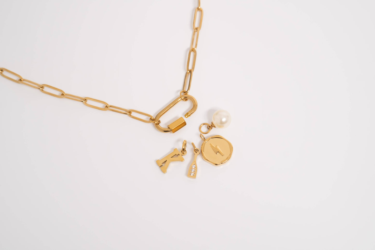 WJW - 18K Gold PVD Paperclip Carabiner Necklace