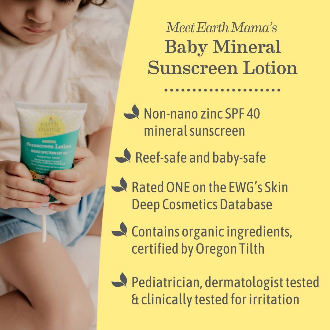 Earth Mama Organics - Baby Mineral Sunscreen Lotion - SPF 40
