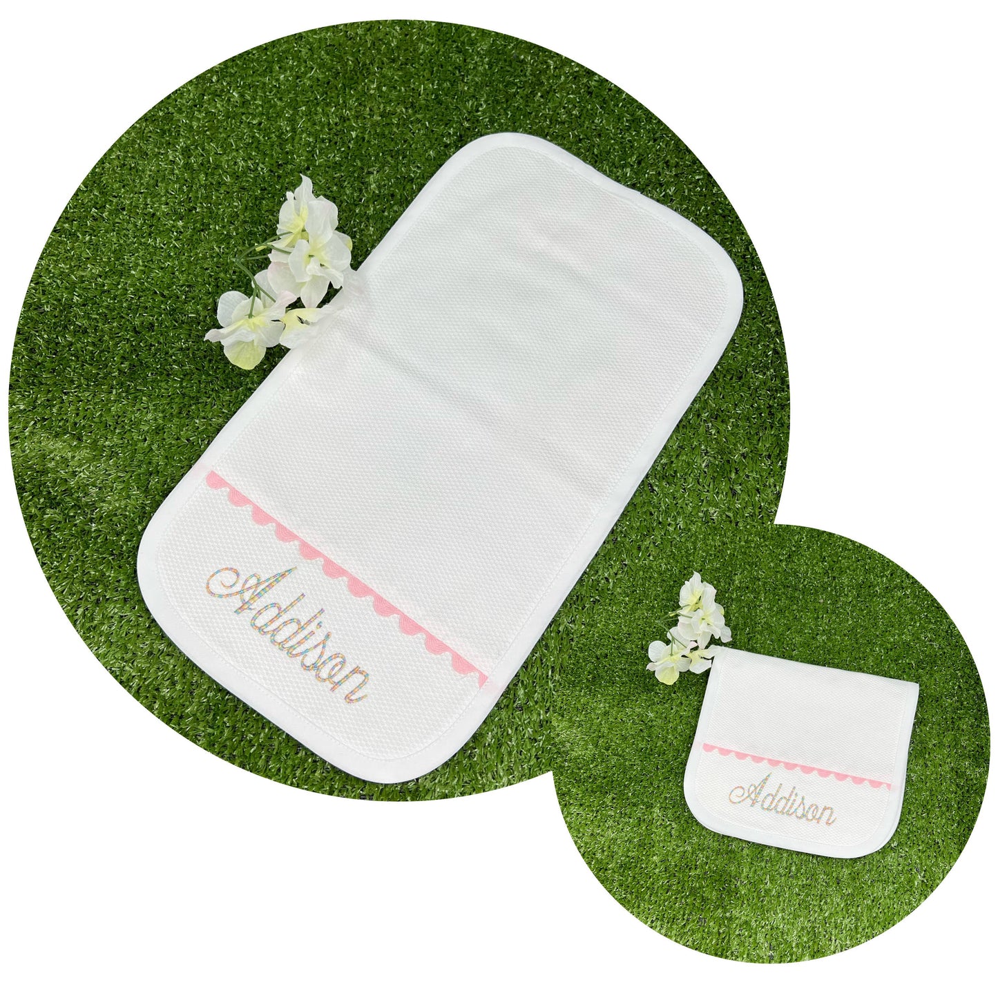 THE ROYALTY COLLECTION - White Cotton Pique Burp Cloth