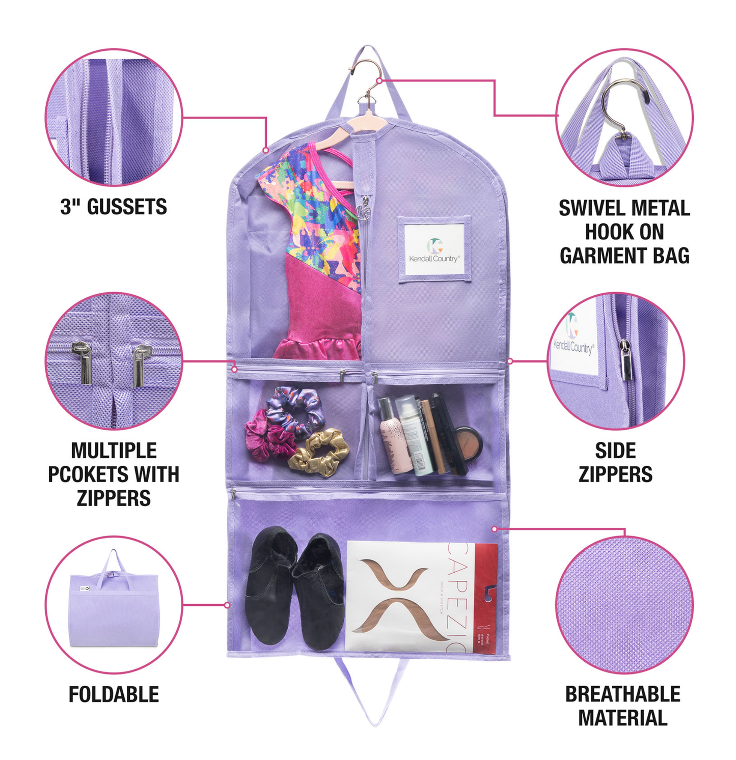 Kendall Country - 35" Garment Bag with pockets for Costumes, Clothing Storage