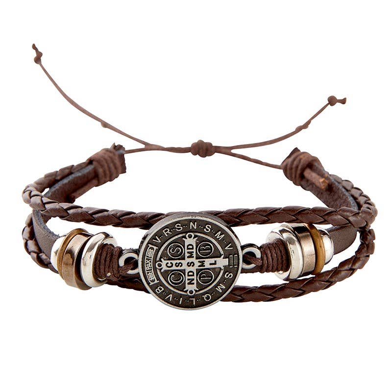 Christian Brands Catholic - Brown Bracelet With Metal