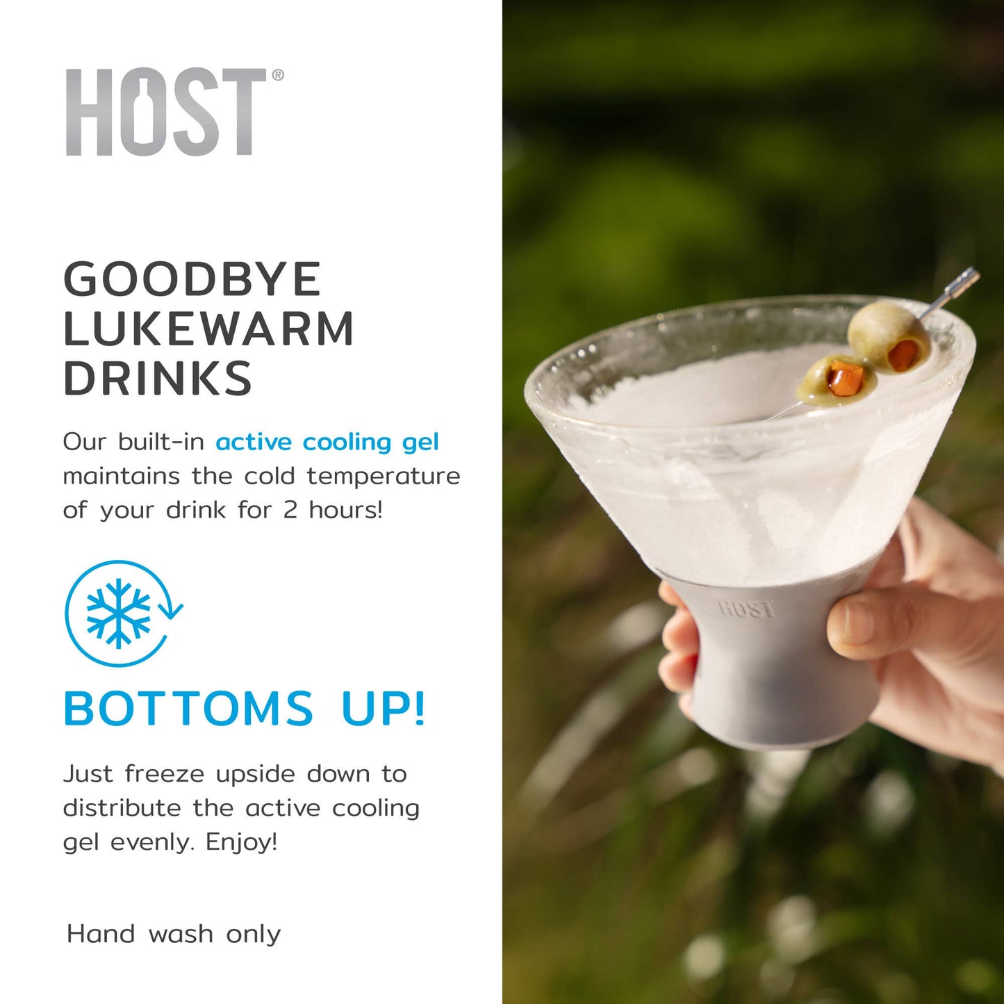 HOST - Glass FREEZE™ Cooling Martini Glasses - Gray - Set of 2