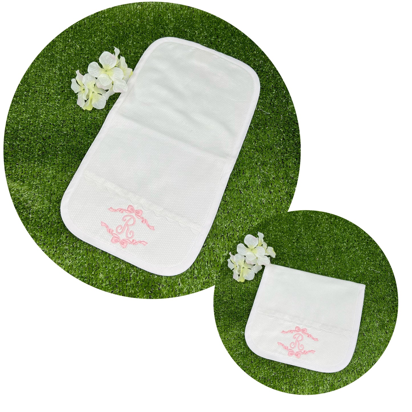 THE ROYALTY COLLECTION - White Cotton Pique Burp Cloth